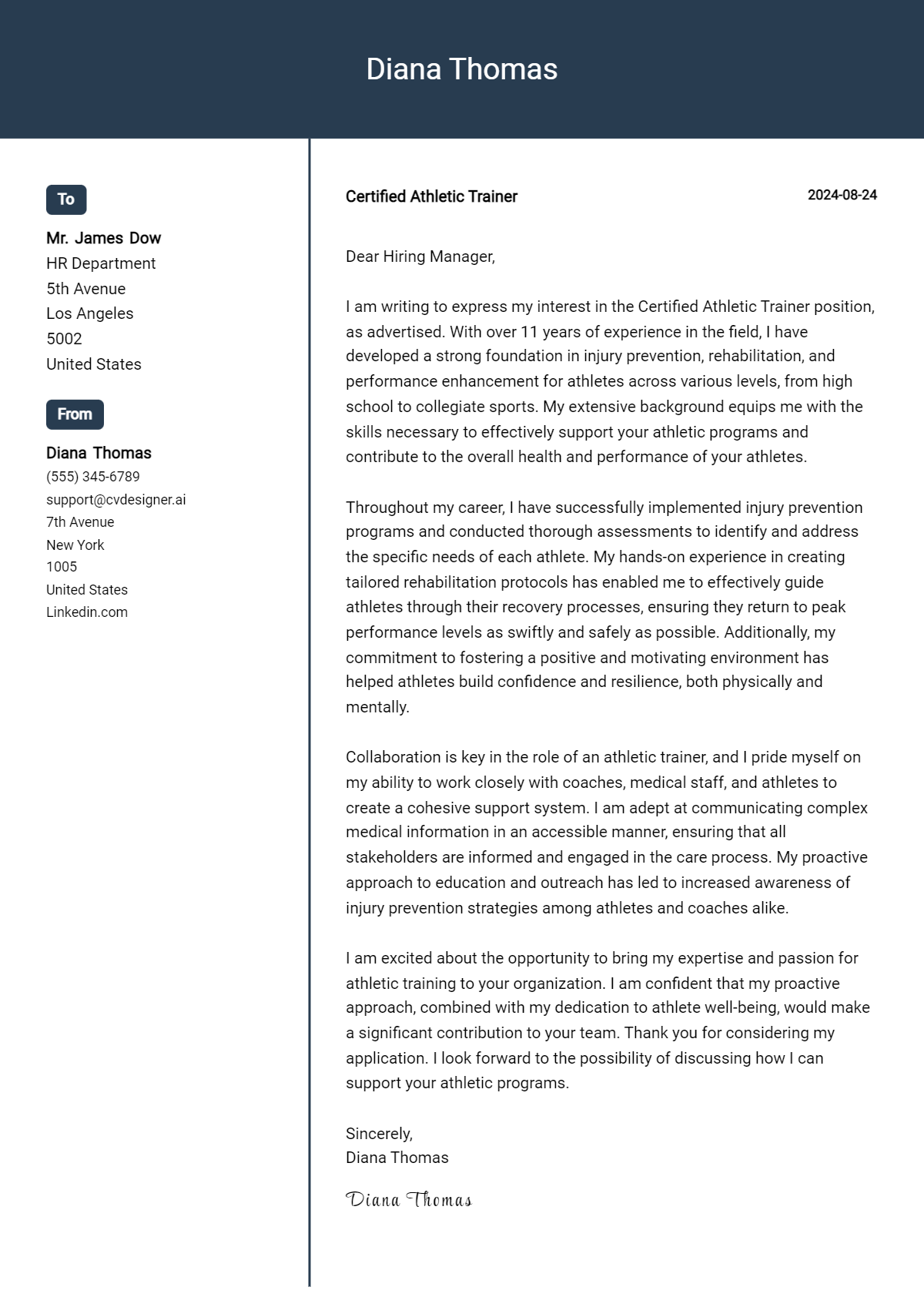 Certified Athletic Trainer Cover Letter Examples with Writing Tips for 2026 Preview