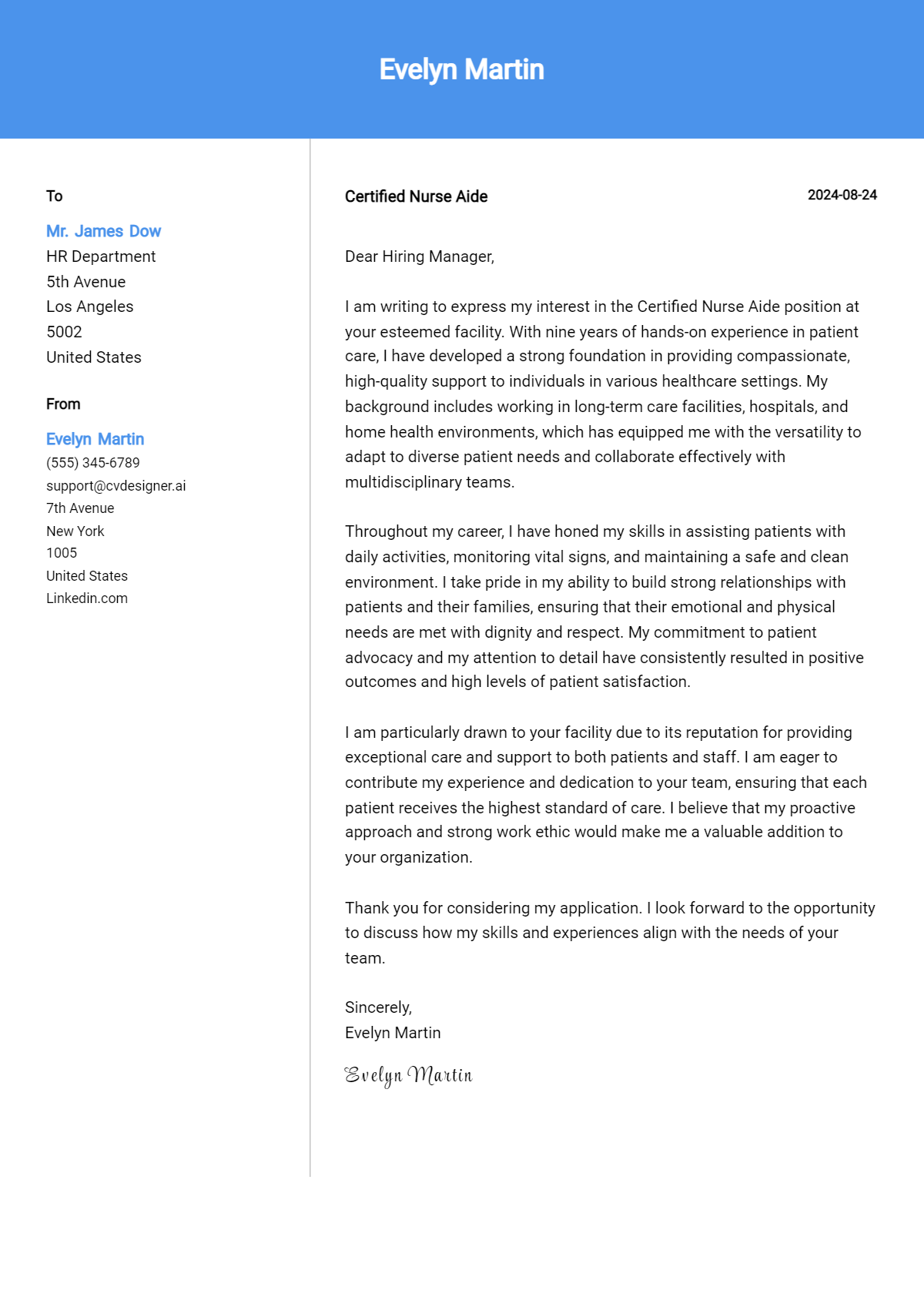 26 Certified Nurse Aide Cover Letter Examples for 2026: Top CV Skills Preview