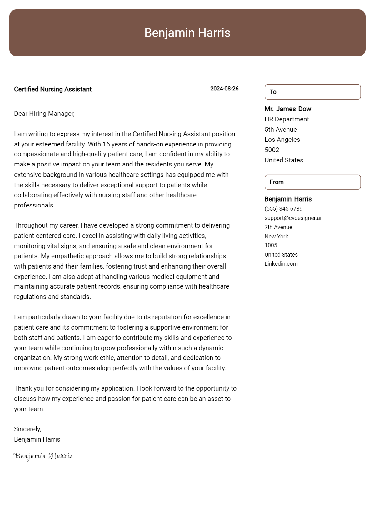 Certified Nursing Assistant Cover Letter Examples with Writing Tips for 2026 Preview