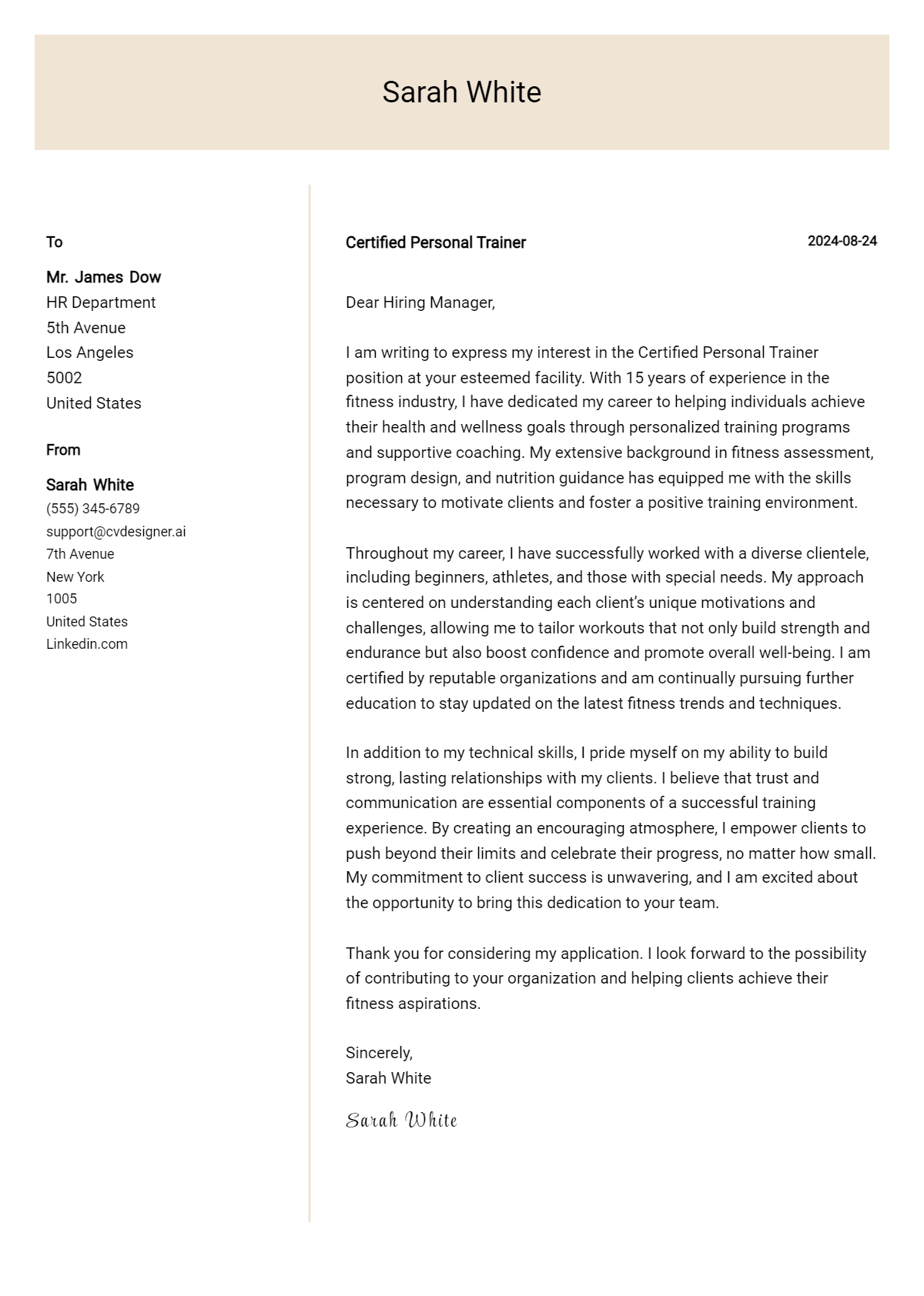 12 Certified Personal Trainer Cover Letter Examples for 2026: Top CV Skills Preview