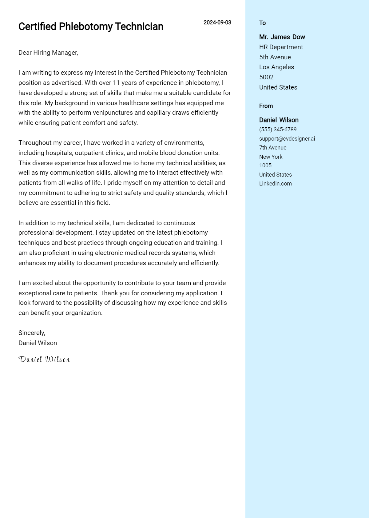 Certified Phlebotomy Technician Cover Letter Example for 2026: Ultimate Guide Preview