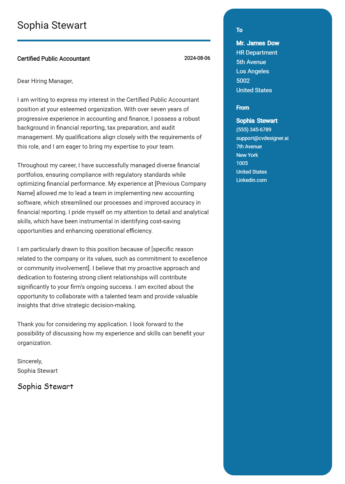 Certified Public Accountant Cover Letter Examples and Templates for 2026 Preview