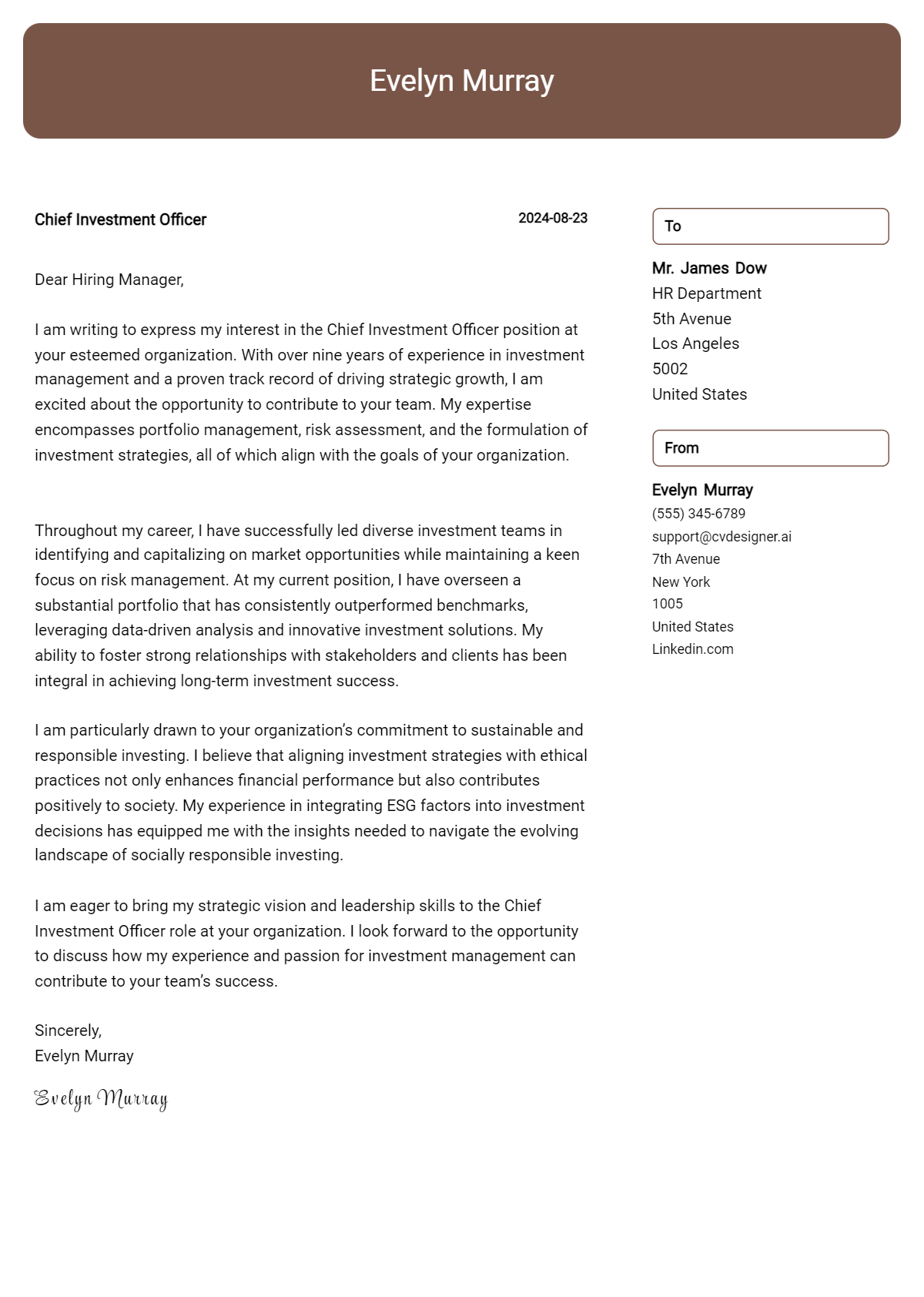 Chief Investment Officer Cover Letter Example for 2026: Expert Tips & Templates Preview