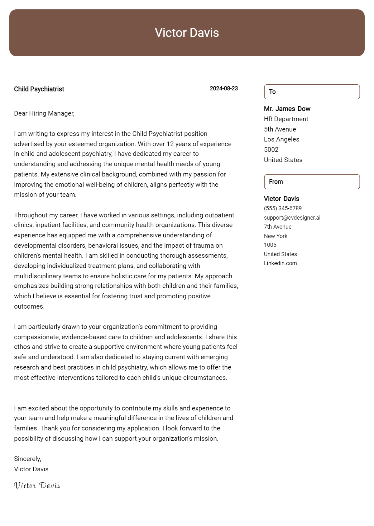 Child Psychiatrist Cover Letter Example for 2026: Expert Tips & Templates Preview