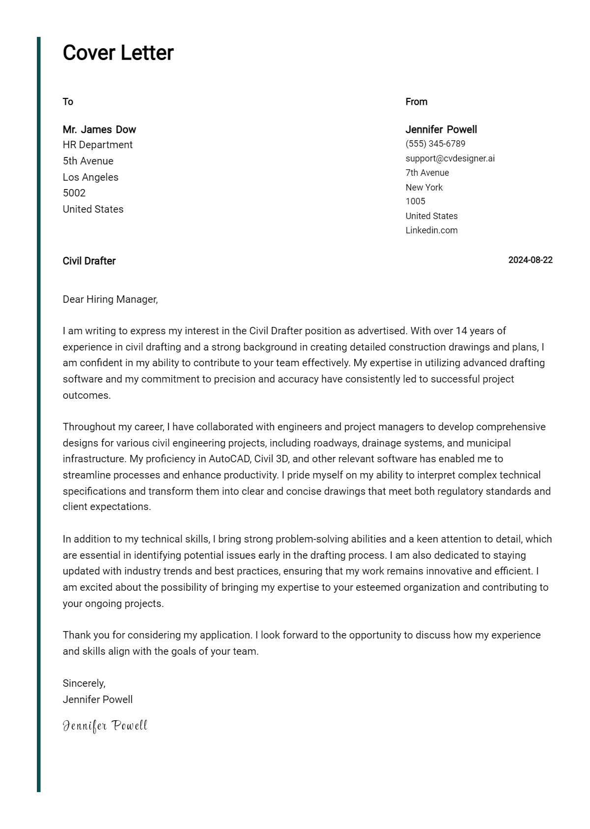 Civil Drafter Cover Letter Example for 2026: Expert Tips & Templates Preview