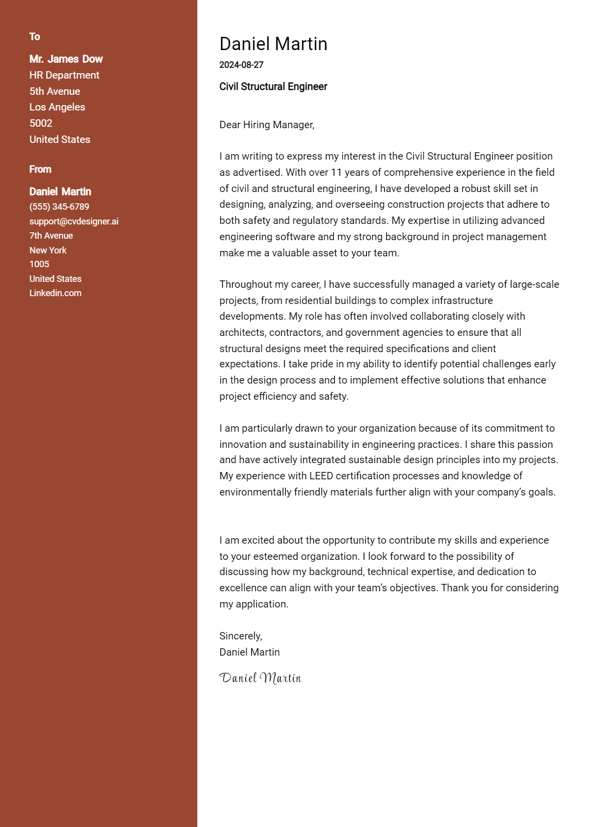 16 Civil Structural Engineer Cover Letter Examples for 2026 (Complete Writing Guide) Preview