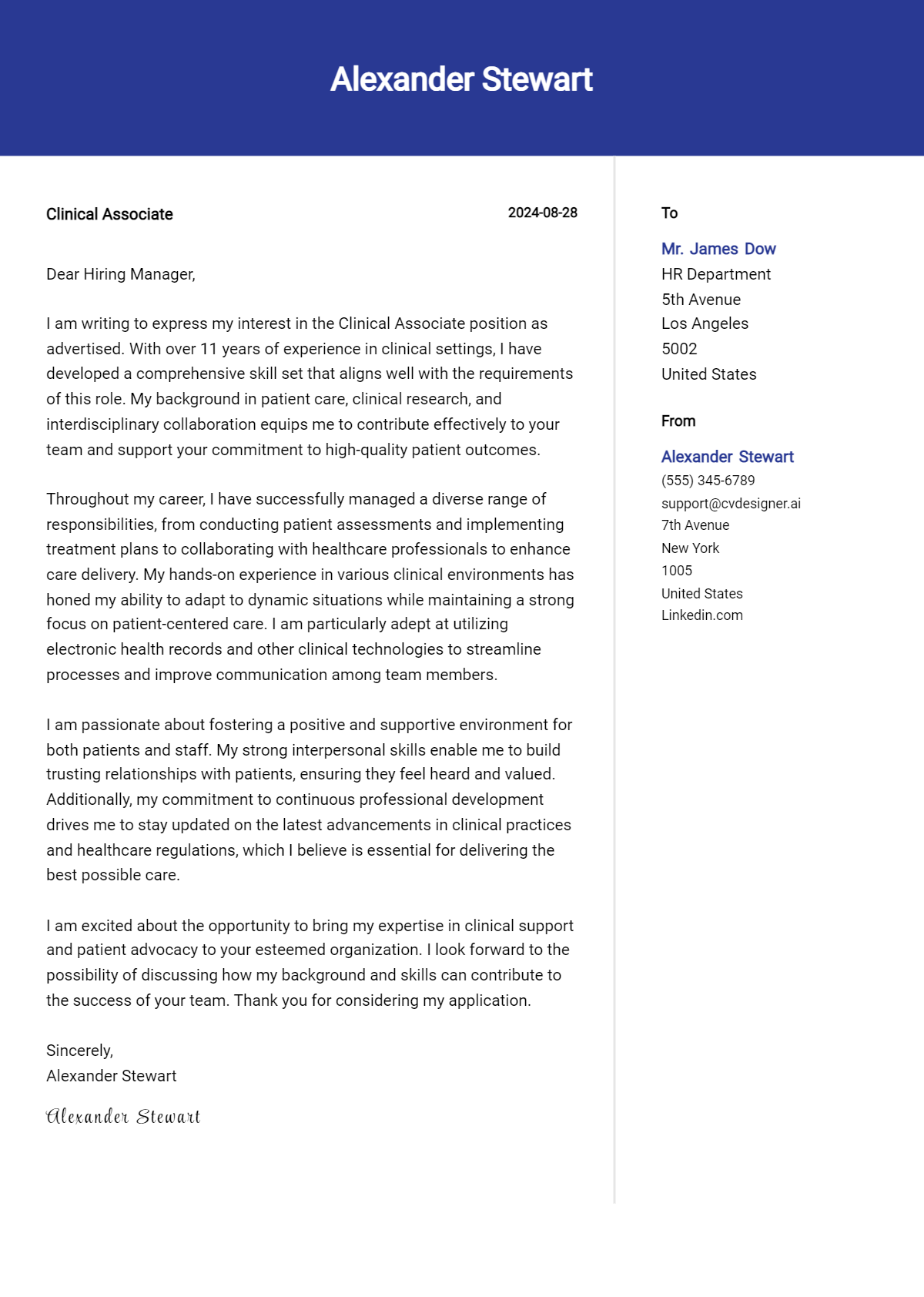Clinical Associate Cover Letter Examples with Writing Tips for 2026 Preview