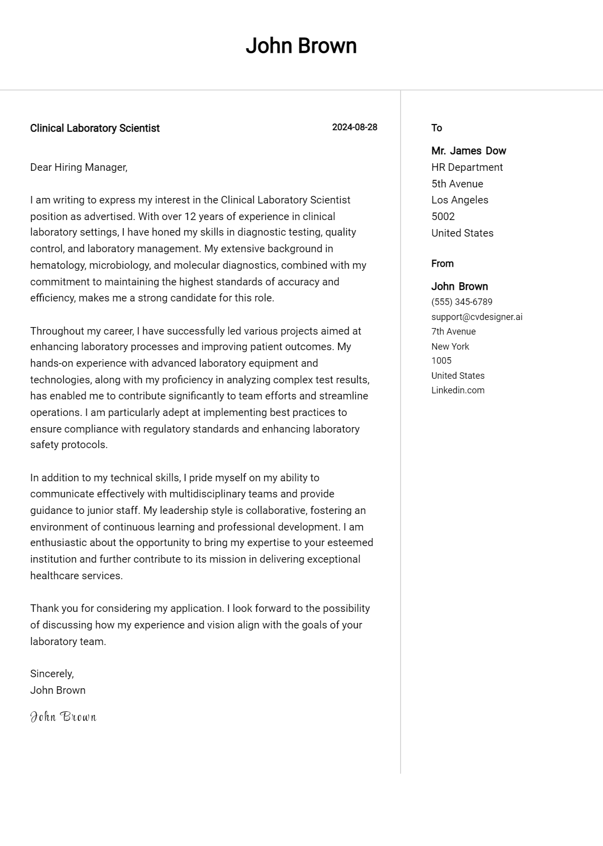 Clinical Laboratory Scientist Cover Letter Examples and Templates for 2026 Preview