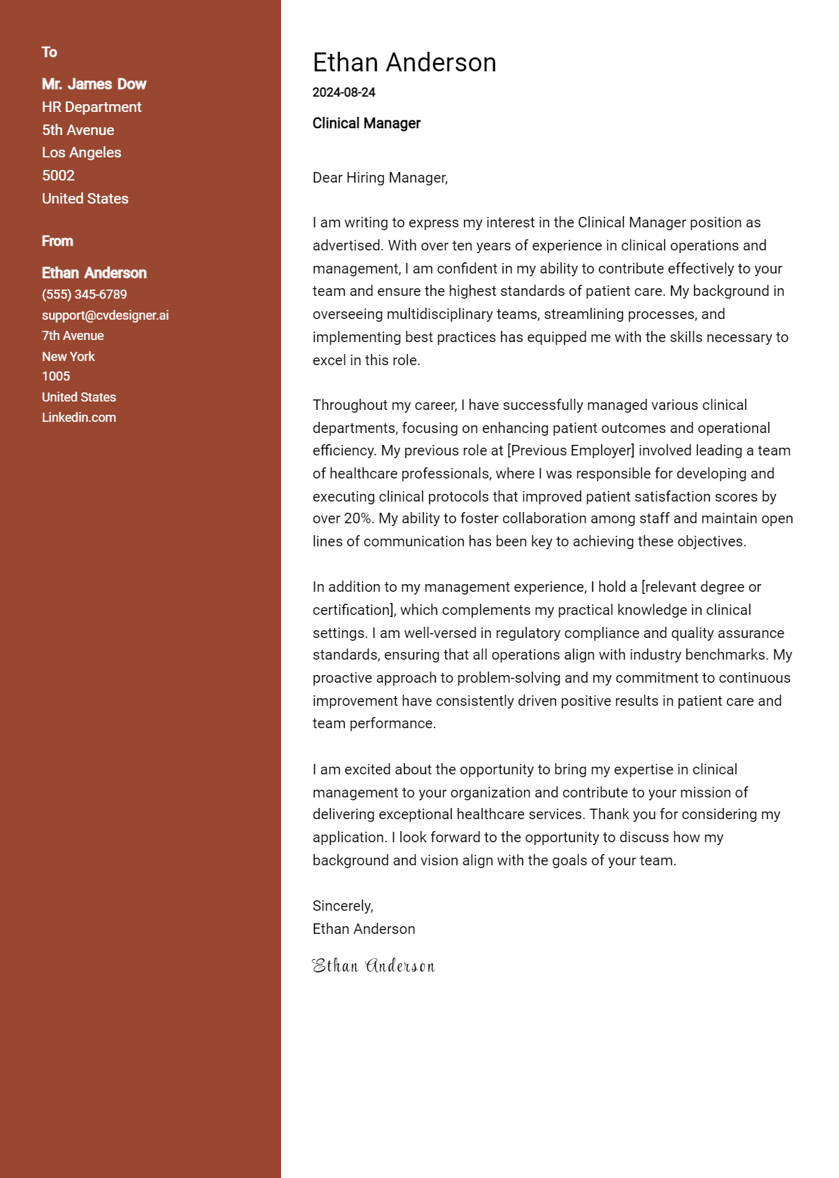 12 Clinical Manager Cover Letter Examples for 2026 (Download Templates) Preview