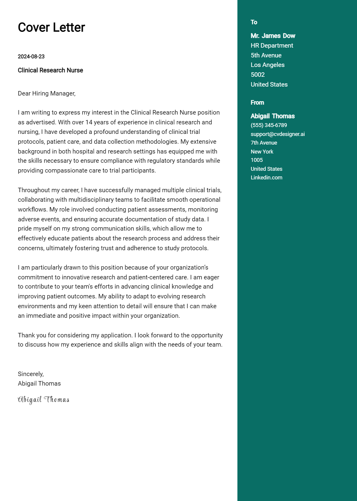 12 Clinical Research Nurse Cover Letter Examples for 2026 (Free Templates) Preview