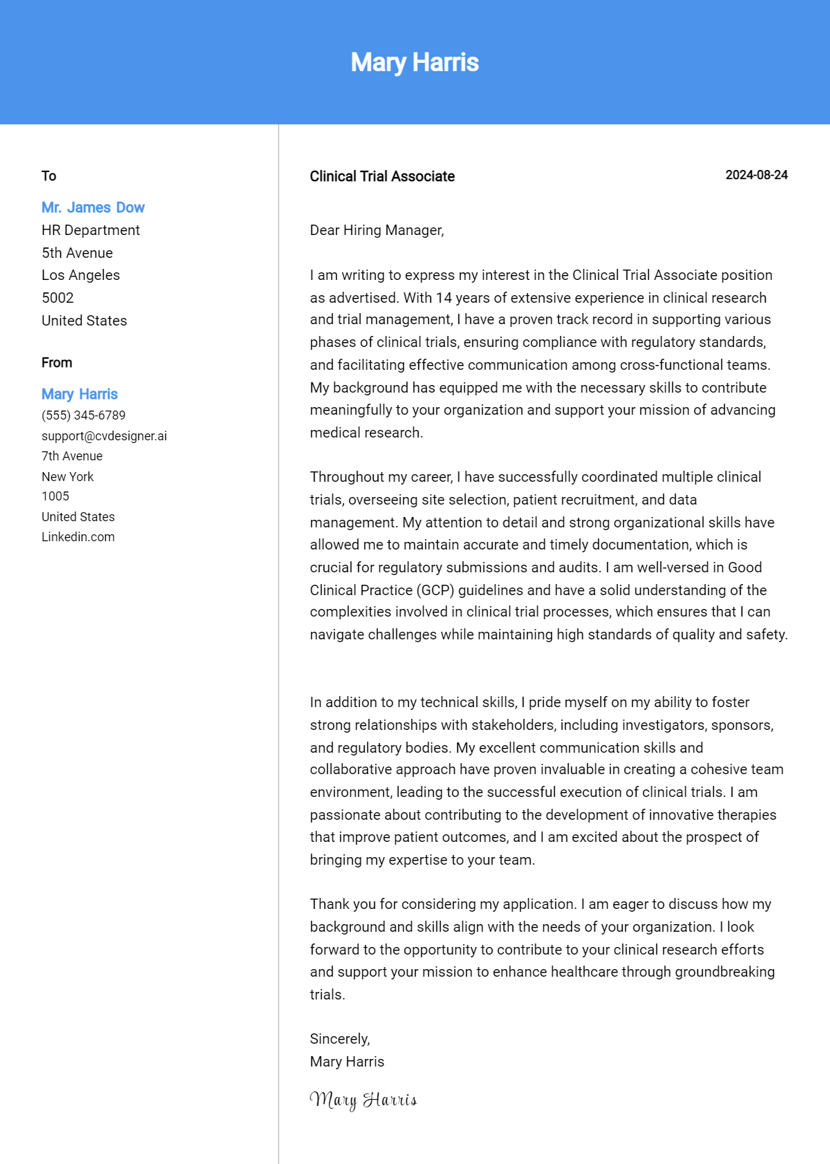 Clinical Trial Associate Cover Letter Examples and Templates for 2026 Preview