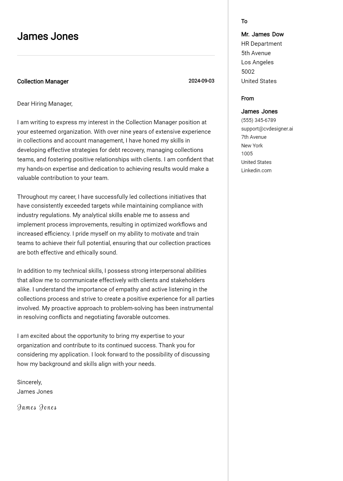 Collection Manager Cover Letter Samples & Examples 2026 Preview