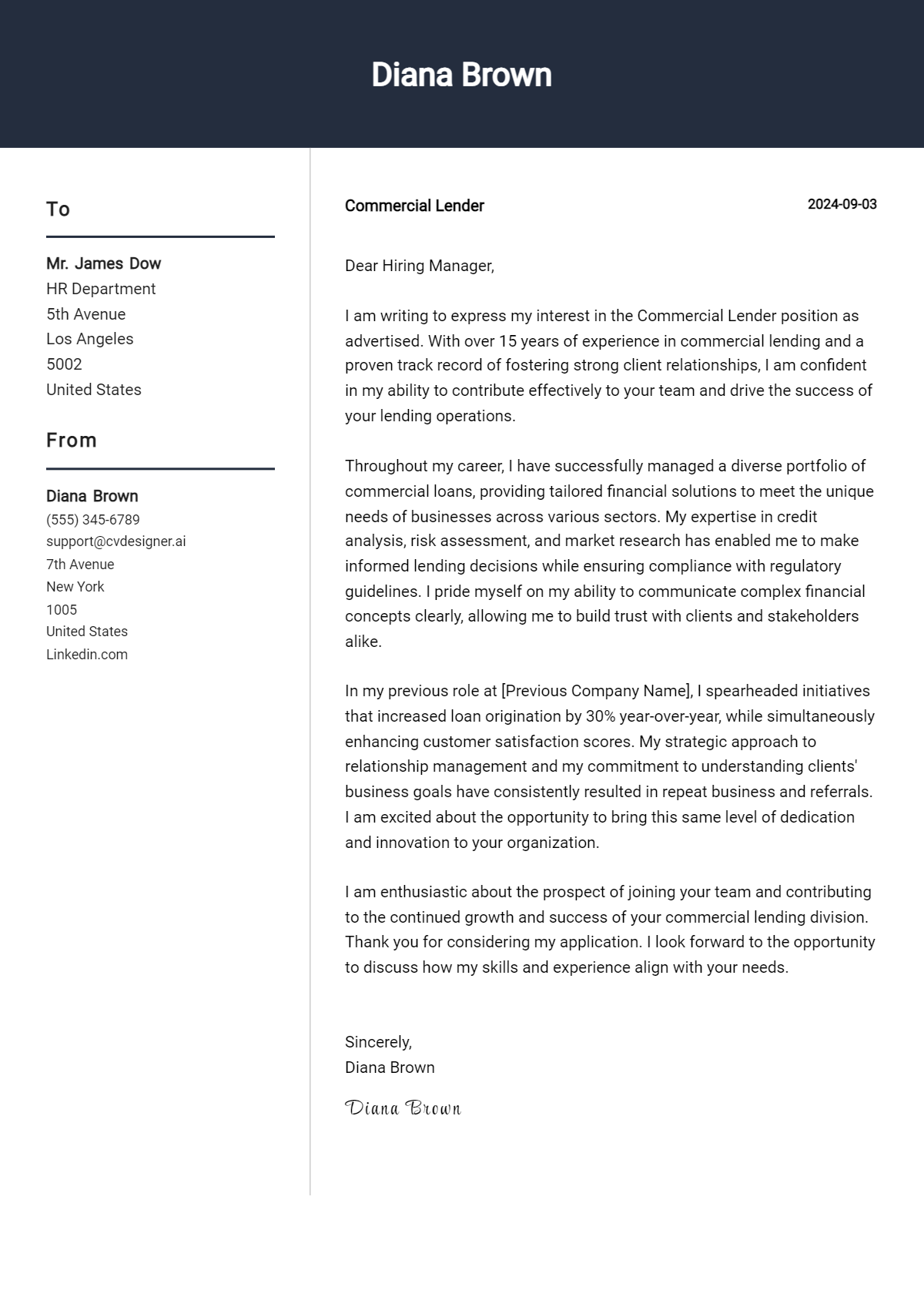 Commercial Lender Cover Letter Example for 2026: Tips & Templates Preview