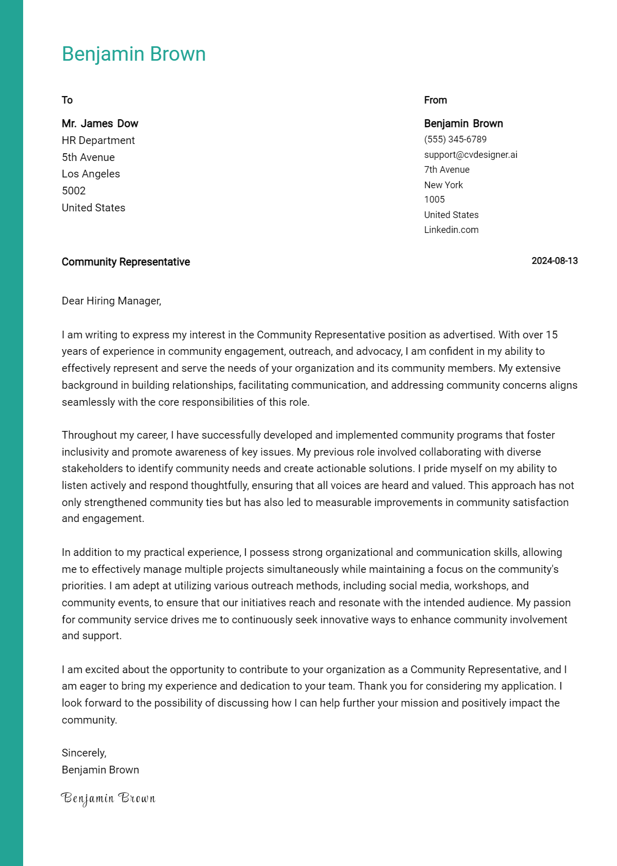 Community Representative Cover Letter Examples with Writing Tips for 2026 Preview