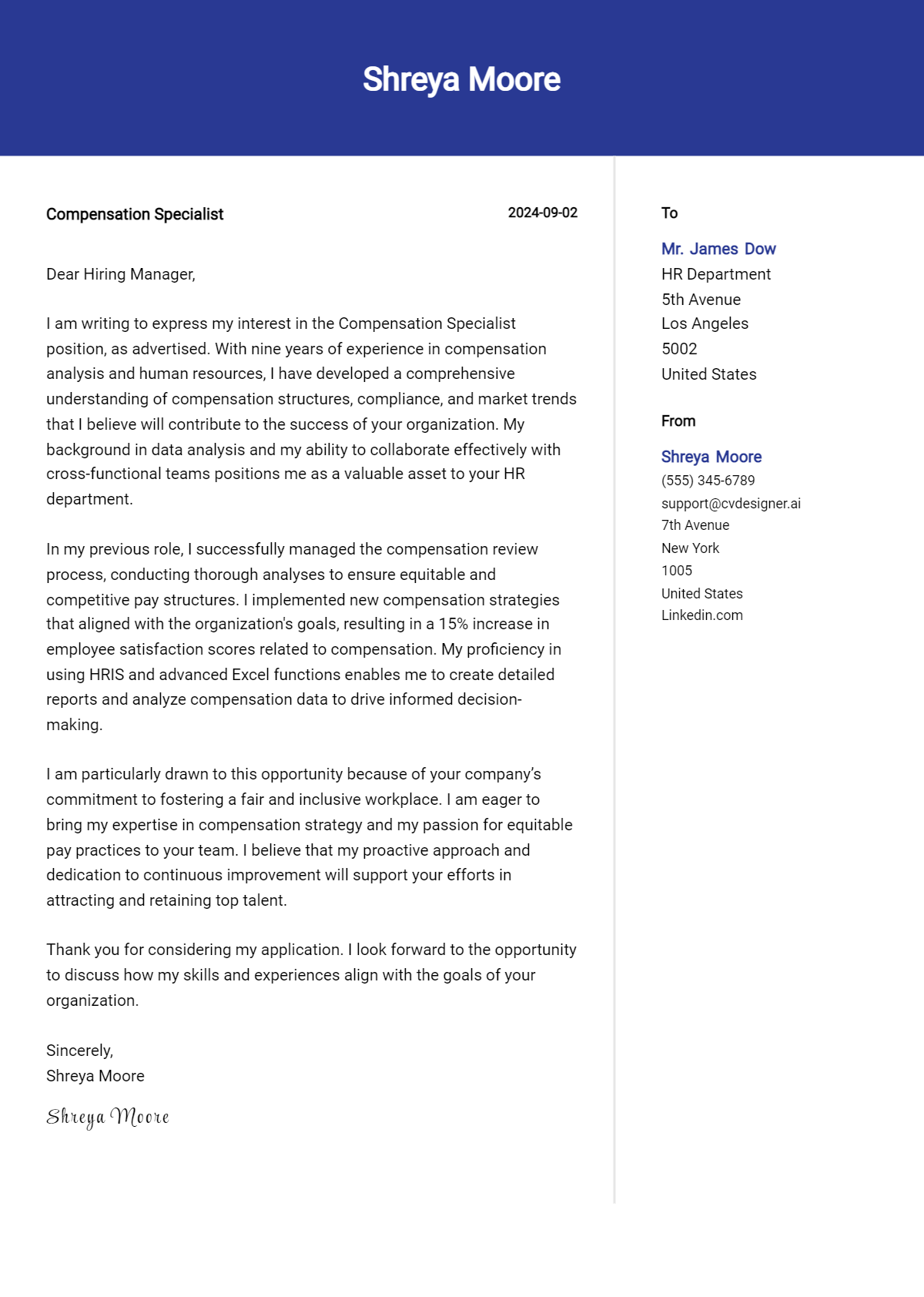Compensation Specialist Cover Letter Example for 2026: Proven Tips Preview