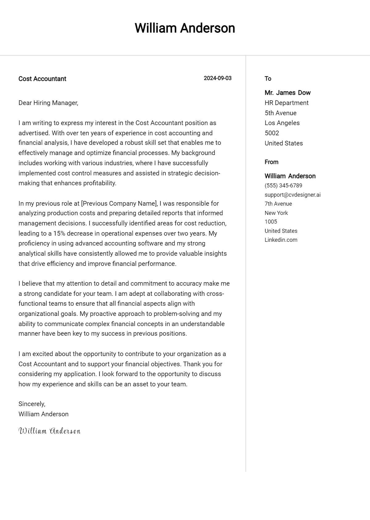 29 Cost Accountant Cover Letter Example for 2026: Proven Tips Preview