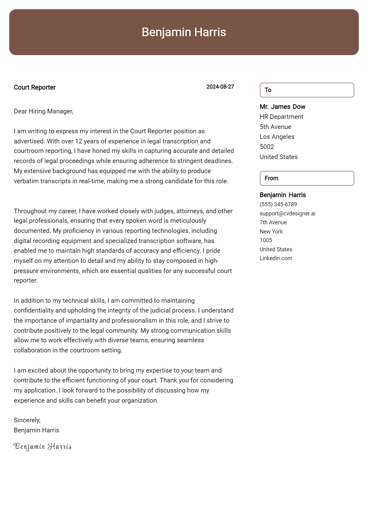 Court Reporter Cover Letter Example for 2026: Expert Tips & Templates Preview
