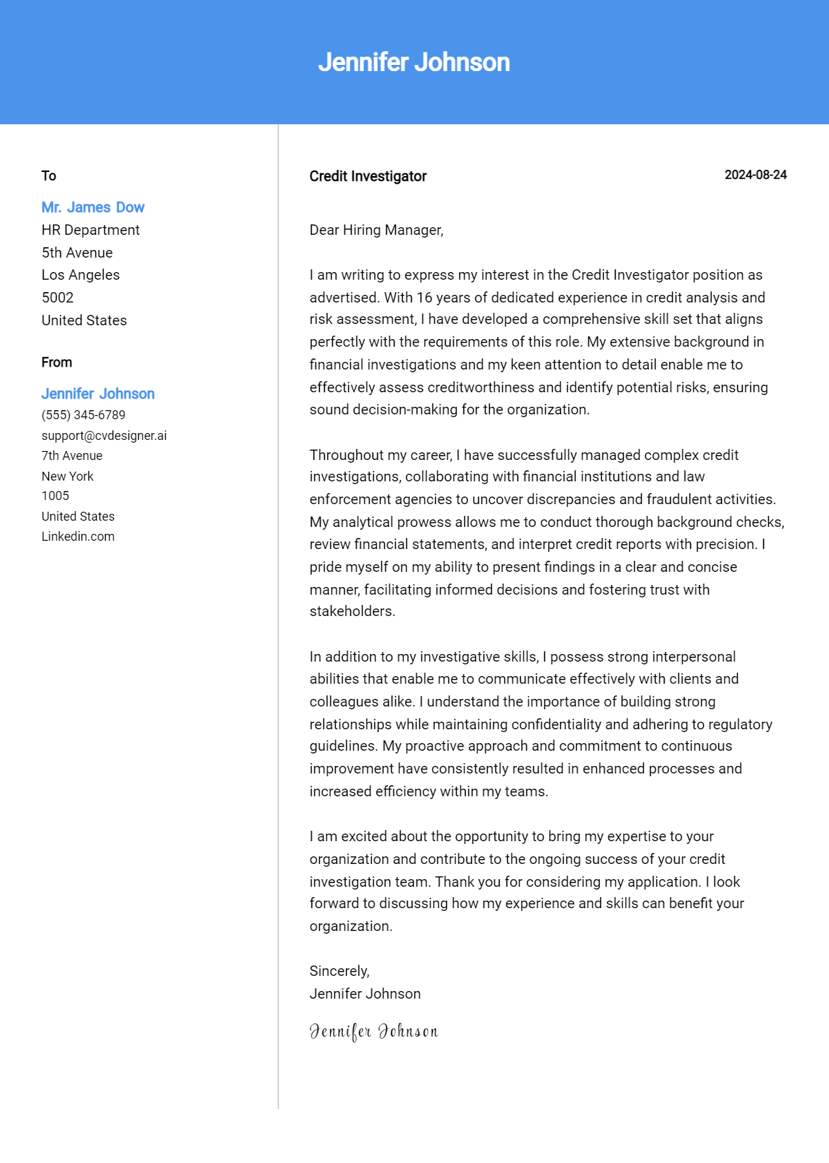 Credit Investigator Cover Letter Examples with Writing Tips for 2026 Preview