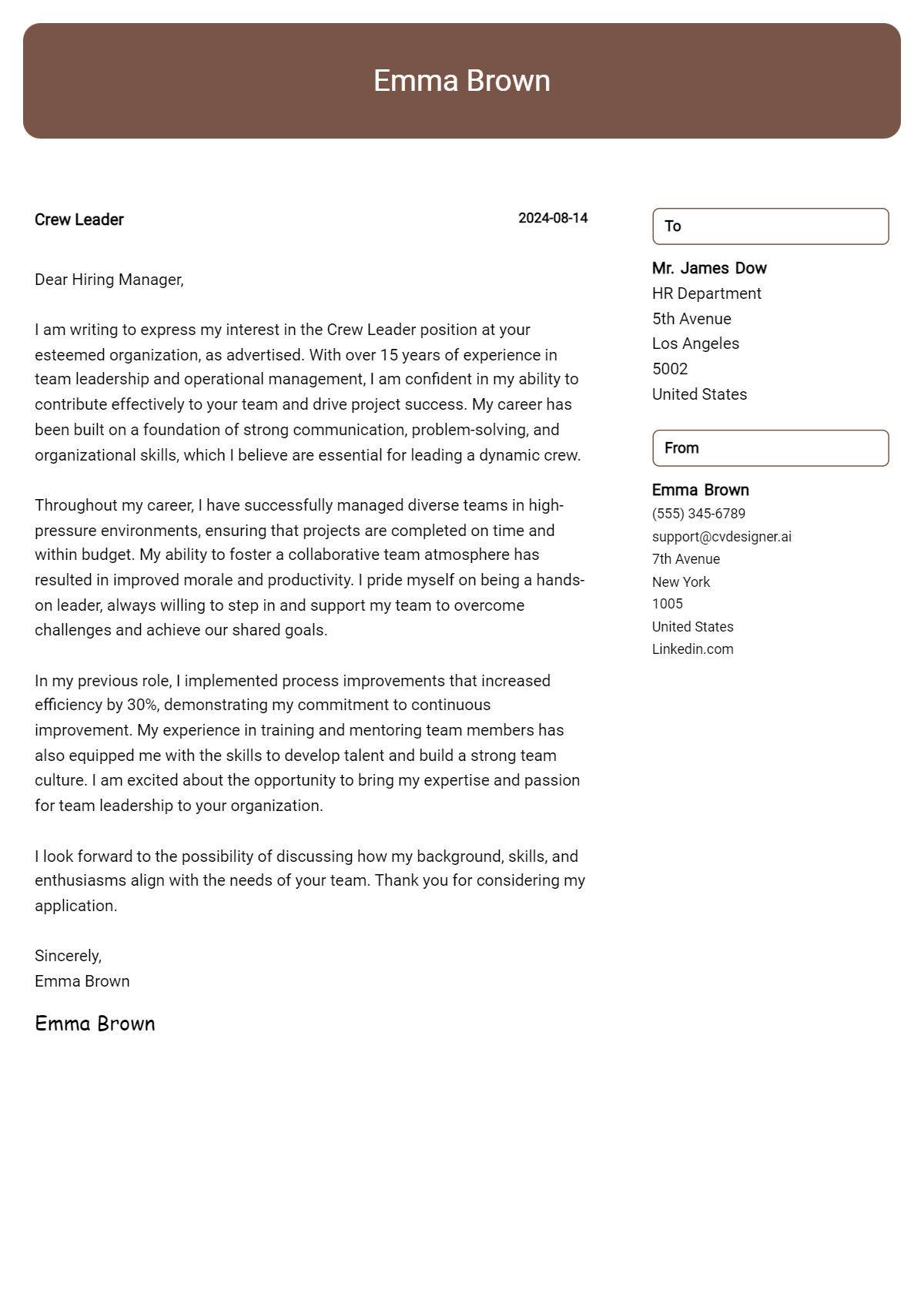 Crew Leader Cover Letter Example for 2026: Ultimate Guide Preview