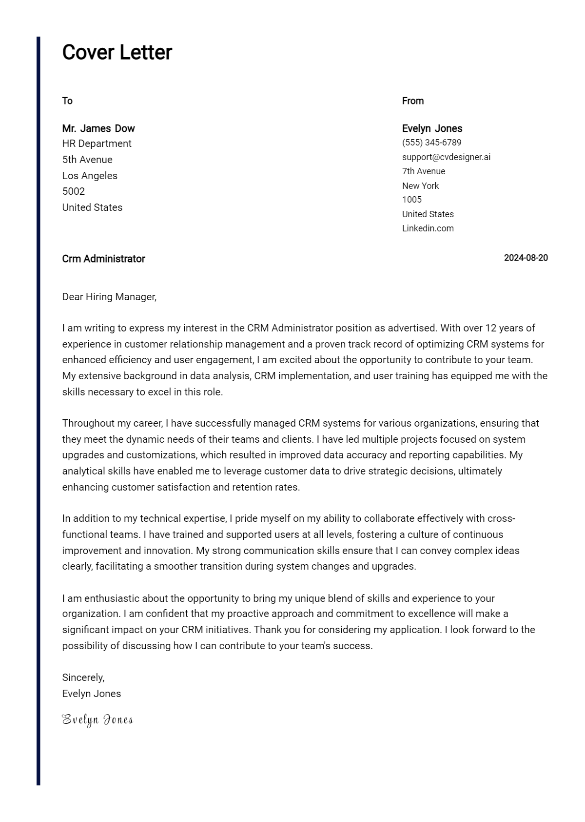 Crm Administrator Cover Letter Example for 2026: Proven Tips Preview