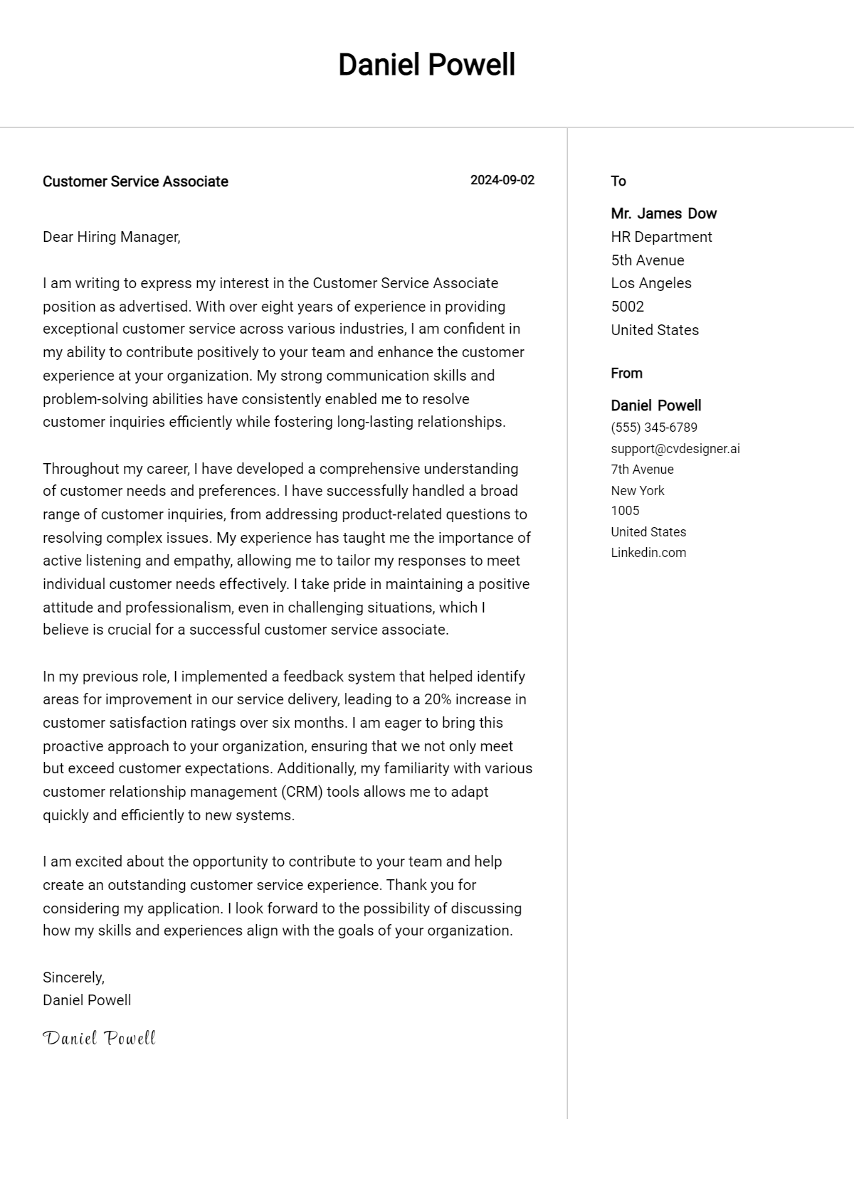 12 Customer Service Associate Cover Letter Examples for 2026 (Download Templates) Preview