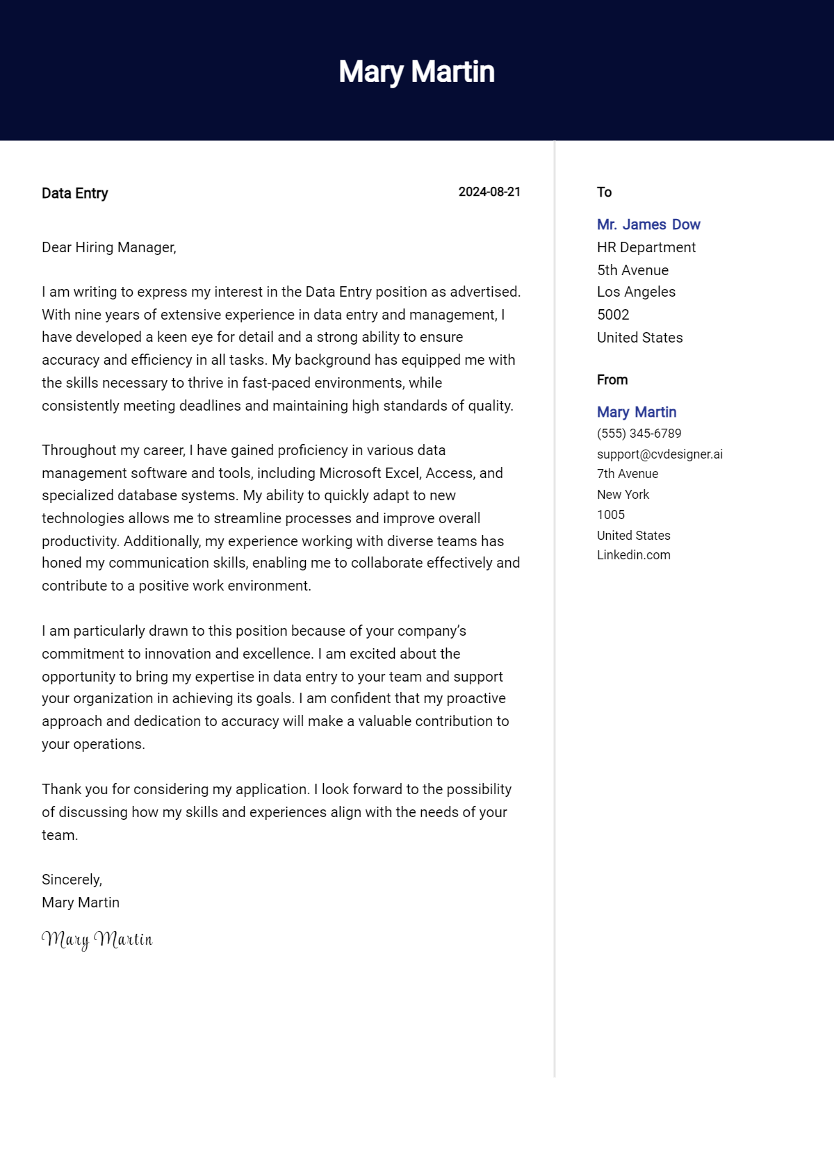 Data Entry Cover Letter Examples and Templates for 2026 Preview
