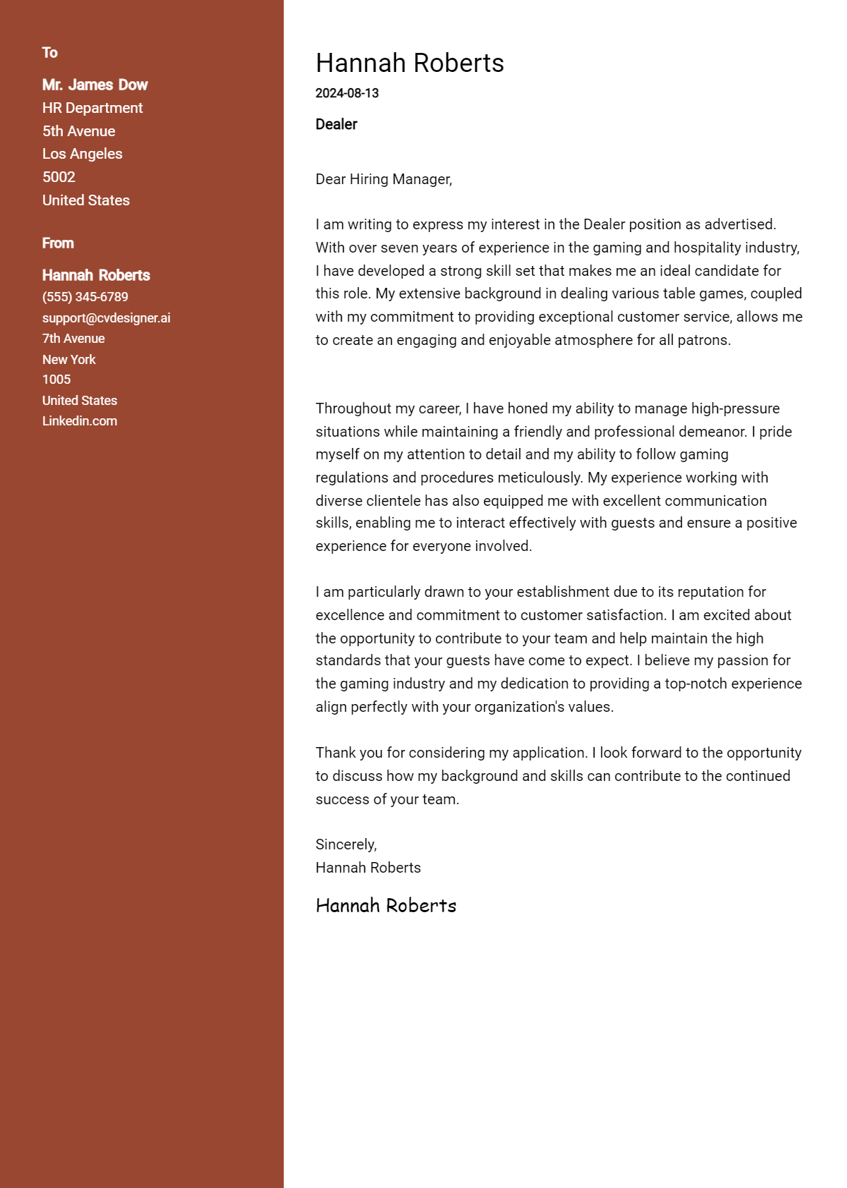 Dealer Cover Letter Example for 2026 (Download Templates) Preview