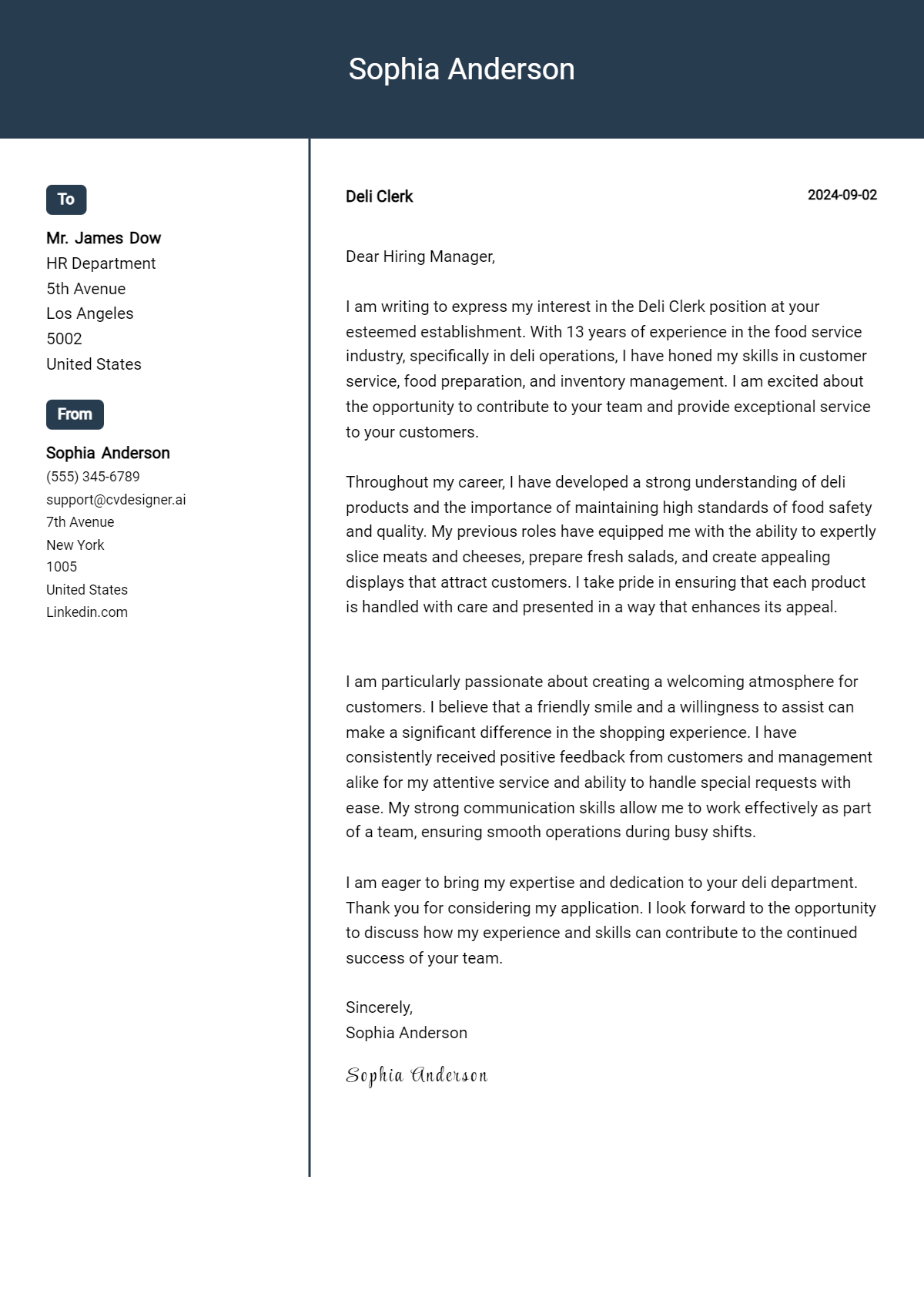 Deli Clerk Cover Letter Example for 2026: Ultimate Guide Preview