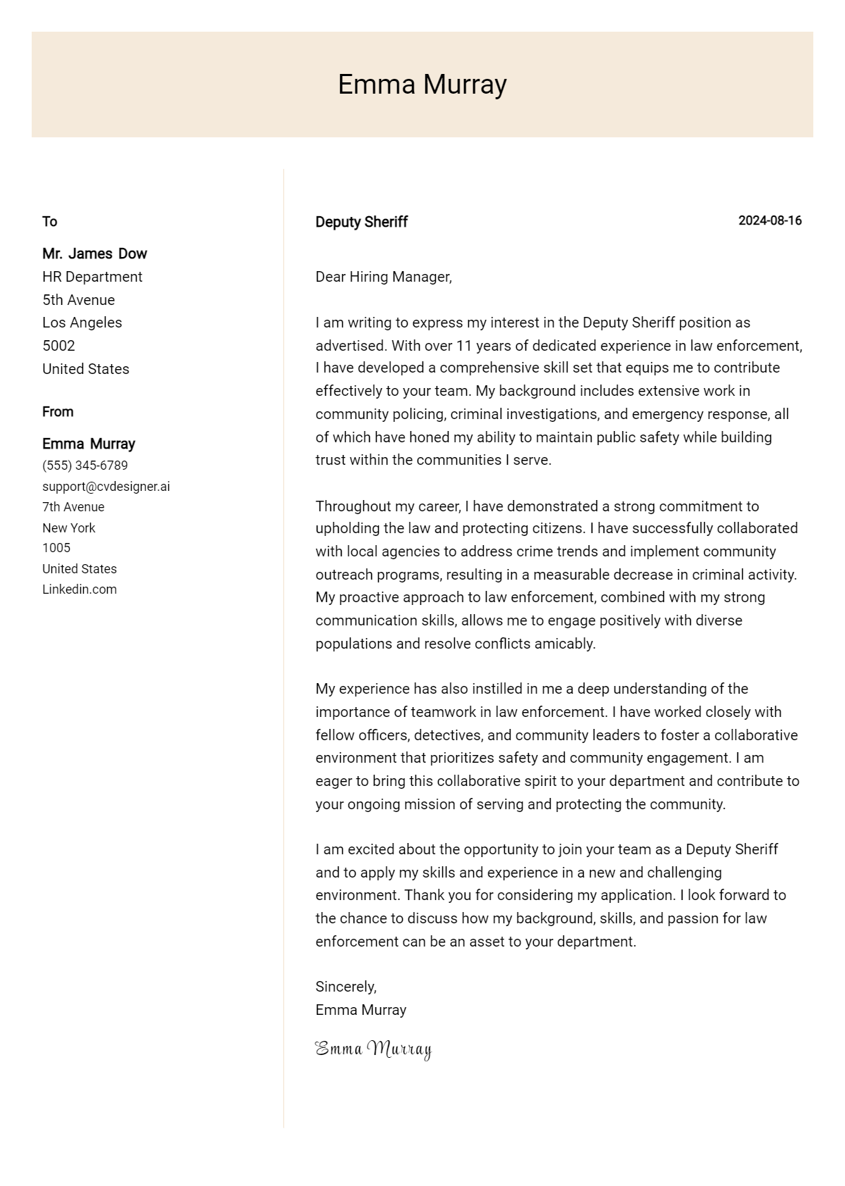 Deputy Sheriff Cover Letter Example for 2026: Expert Tips & Templates Preview