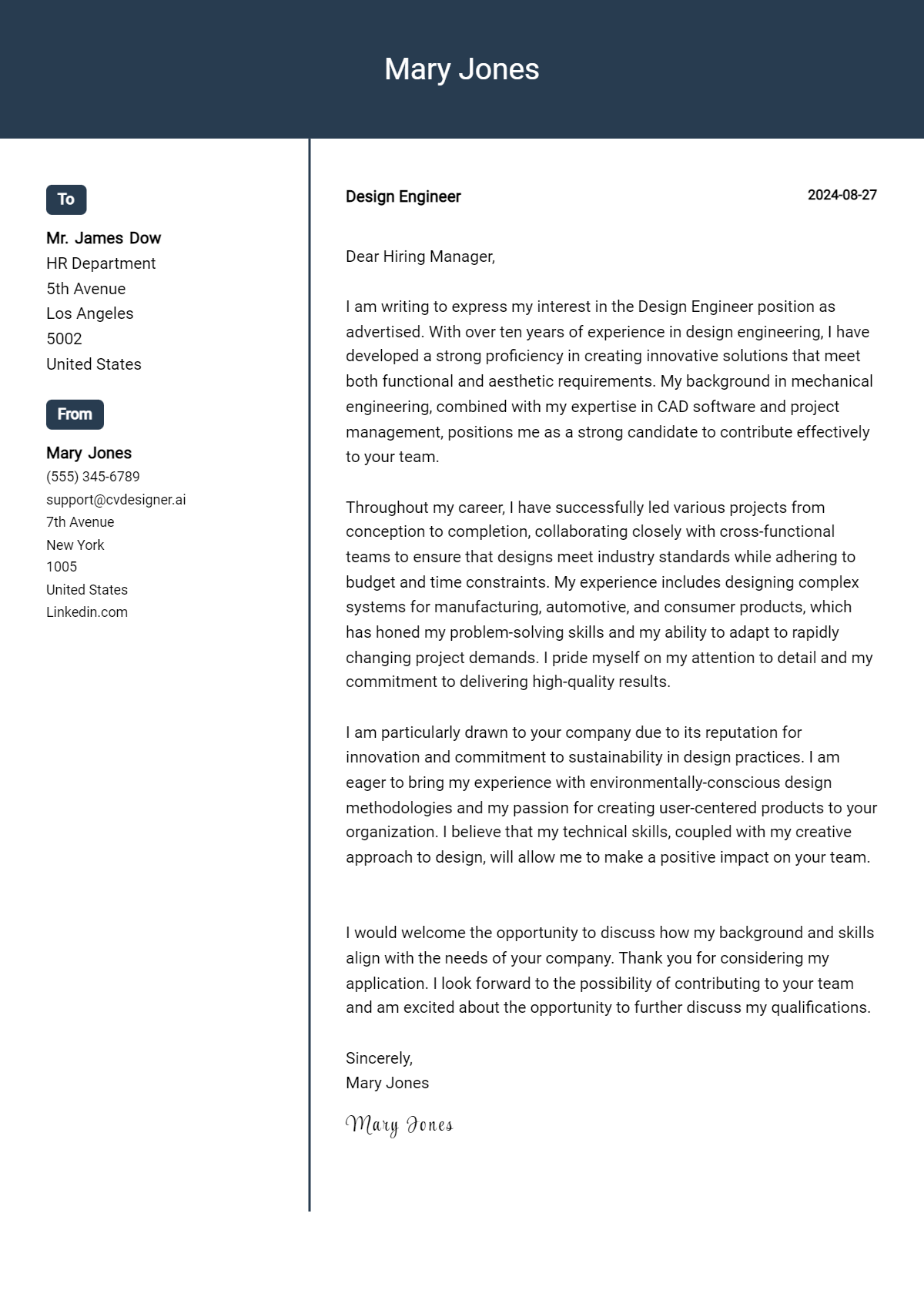 12 Design Engineer Cover Letter Examples with Writing Tips for 2026 Preview