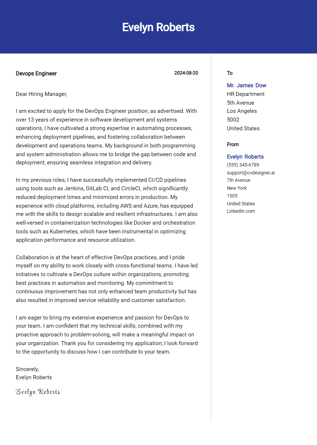 DevOps Engineer Cover Letter Example for 2026: Proven Tips Preview