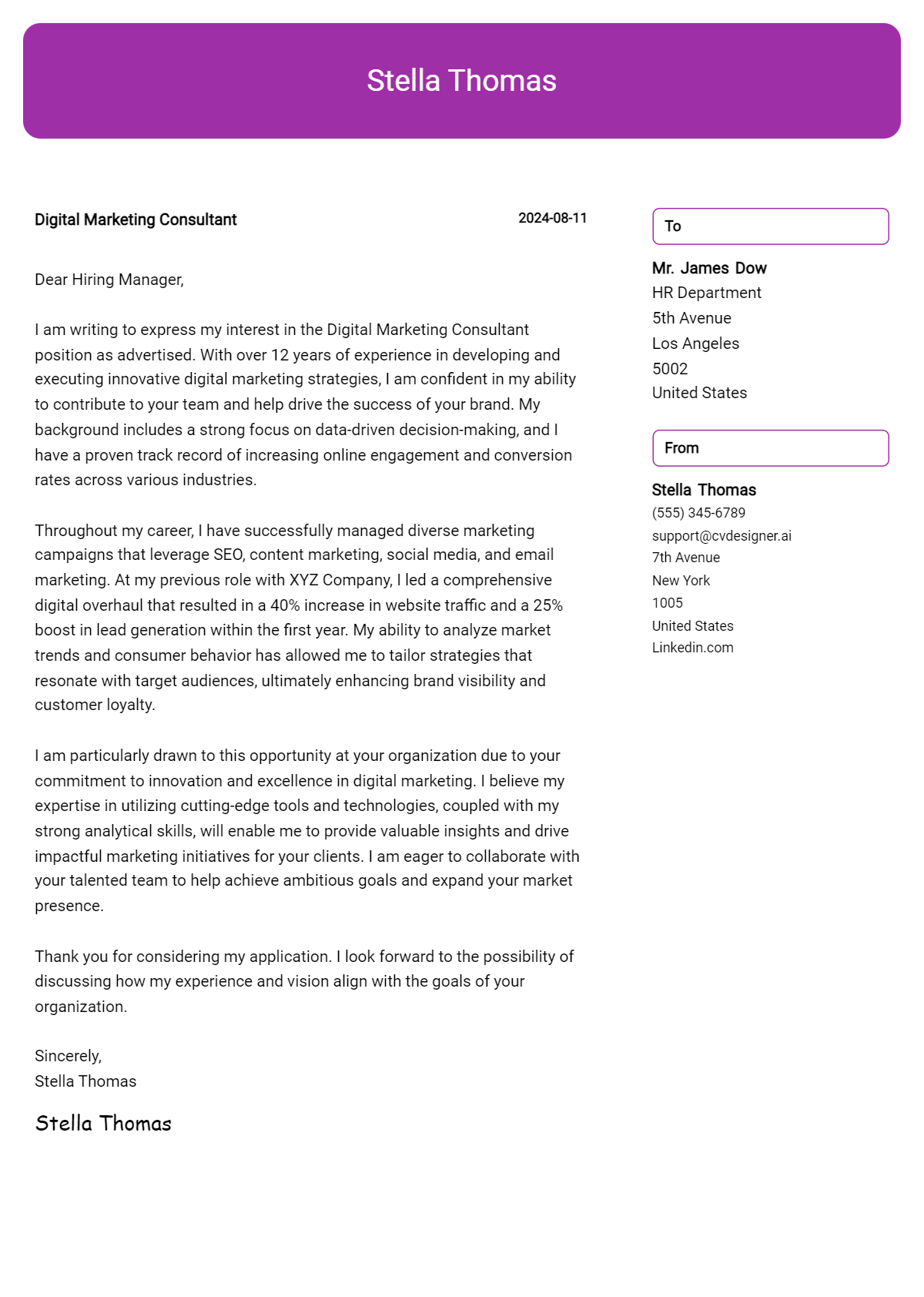 21 Digital Marketing Consultant Cover Letter Examples and Templates for 2026 Preview