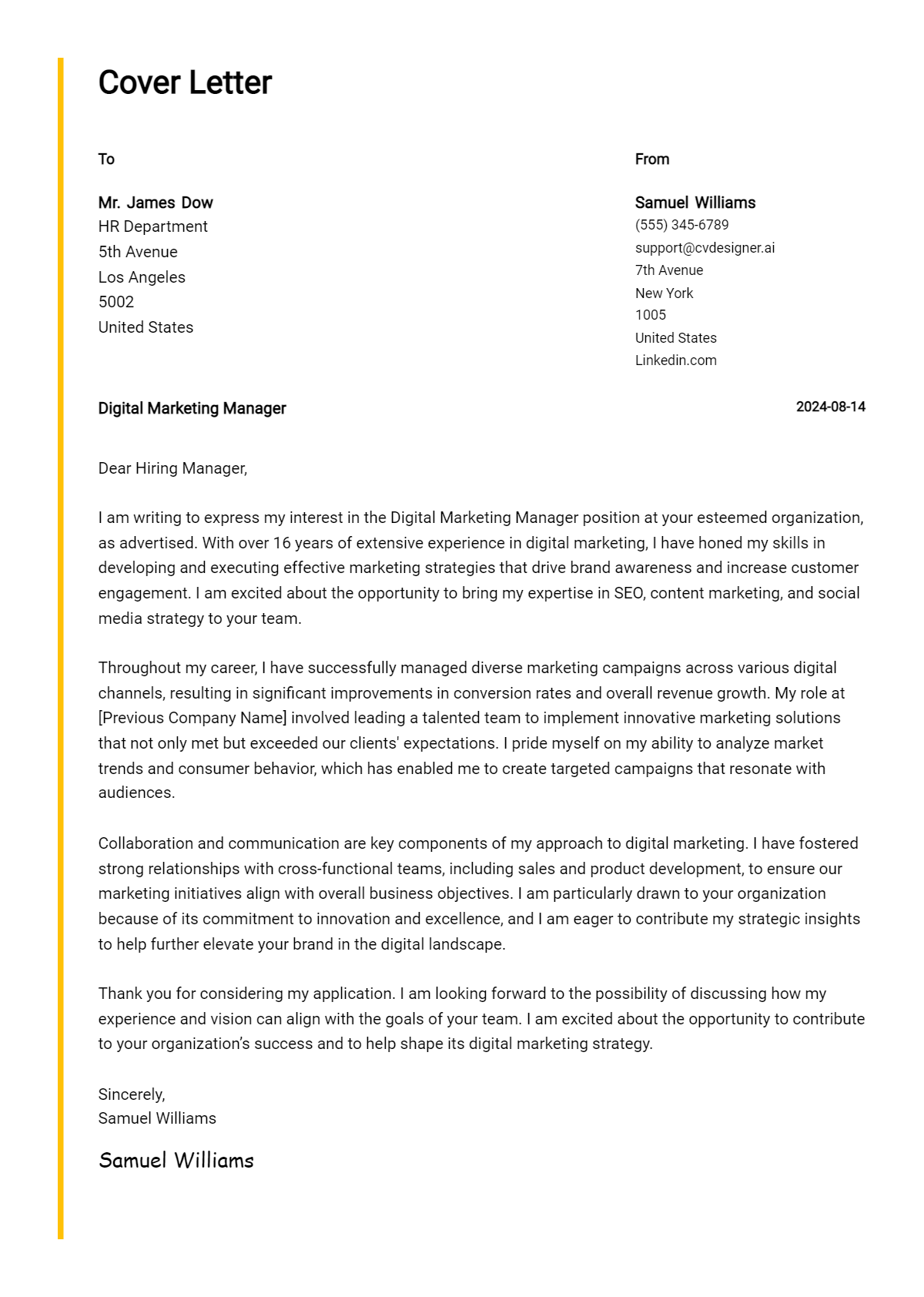 Digital Marketing Manager Cover Letter Example for 2026: Expert Tips & Templates Preview