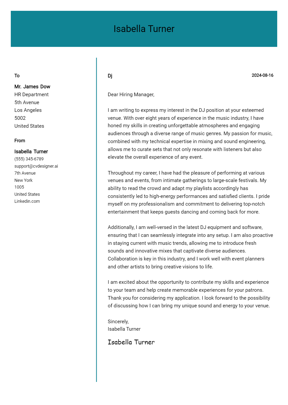 DJ Cover Letter Examples and Templates for 2026 Preview