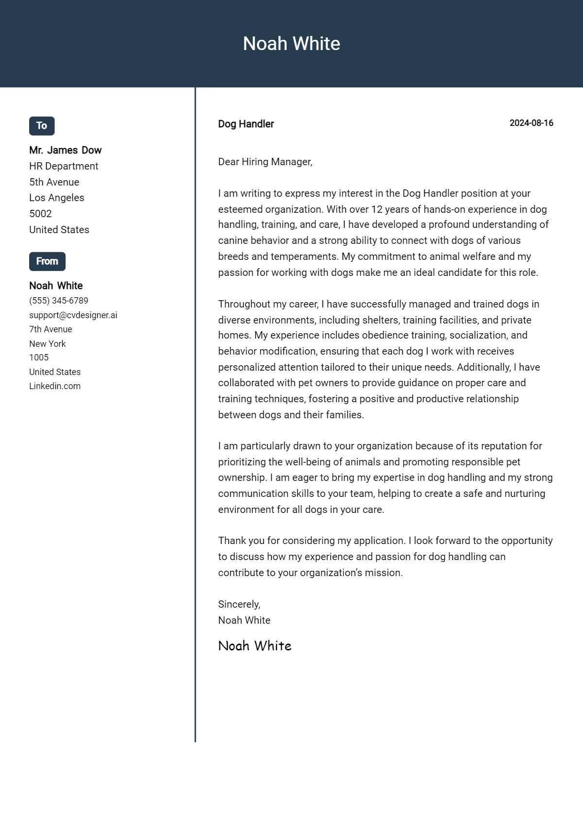 Dog Handler Cover Letter Example for 2026: Ultimate Guide Preview