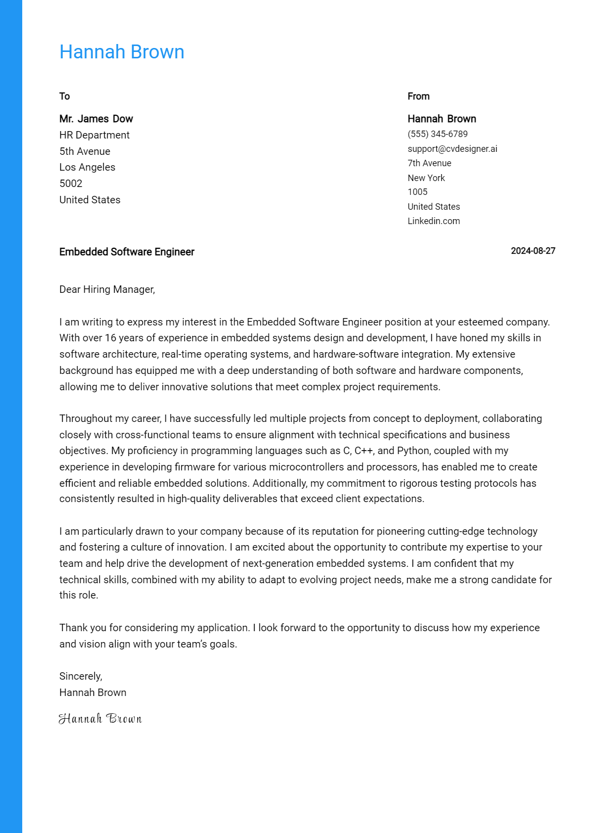 Embedded Software Engineer Cover Letter Example for 2026: Ultimate Guide Preview