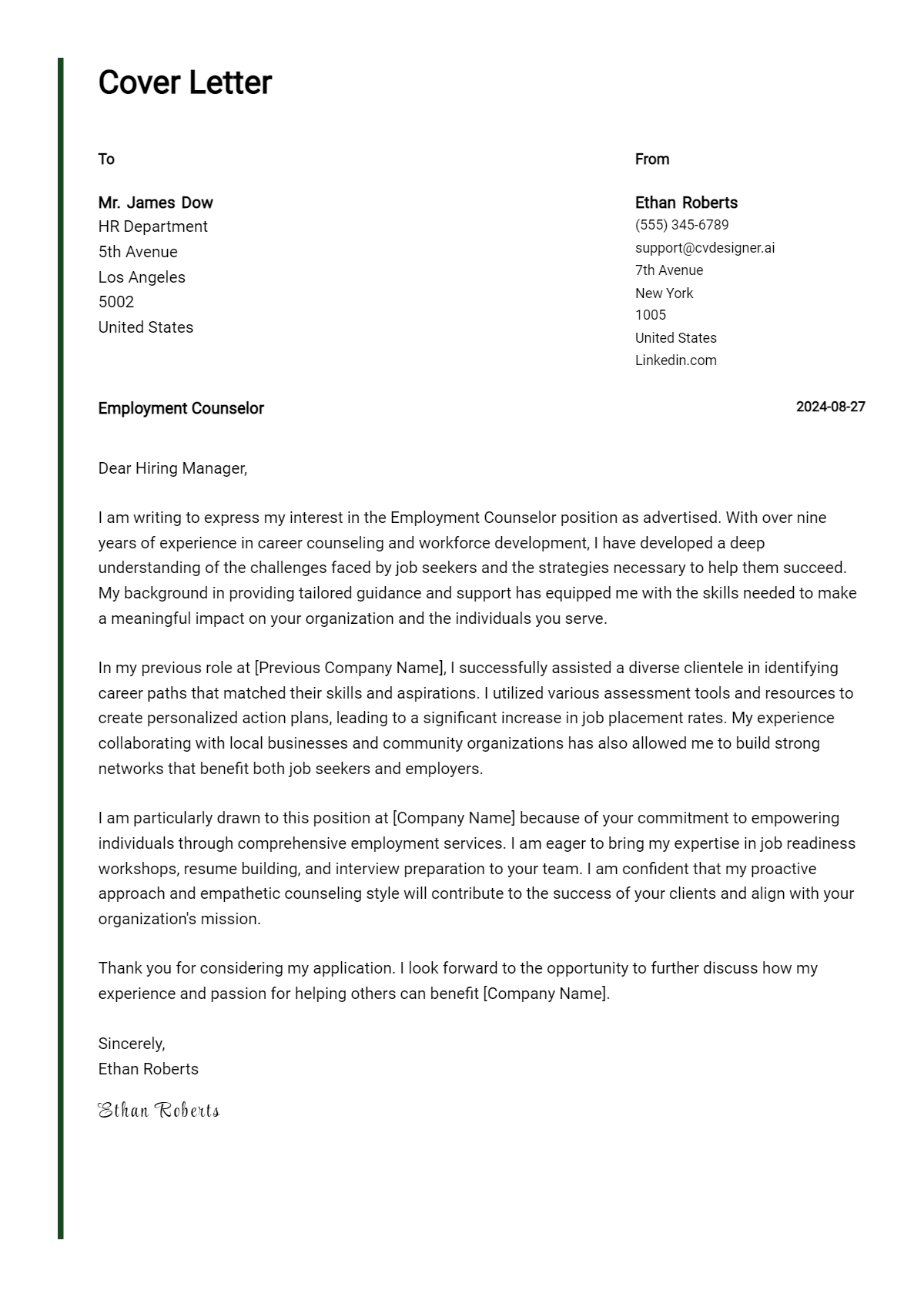 Employment Counselor Cover Letter Example for 2026: Expert Tips & Templates Preview