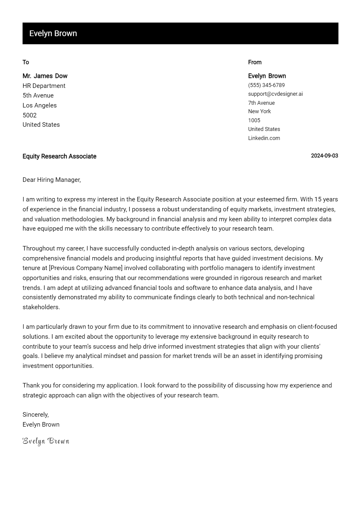 16 Equity Research Associate Cover Letter Examples for 2026 (Download Templates) Preview