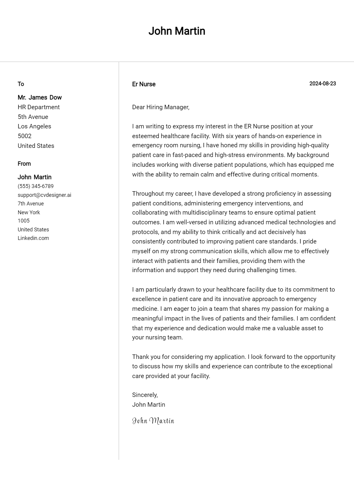 29 ER Nurse Cover Letter Examples for 2026 (Writing Guide) Preview