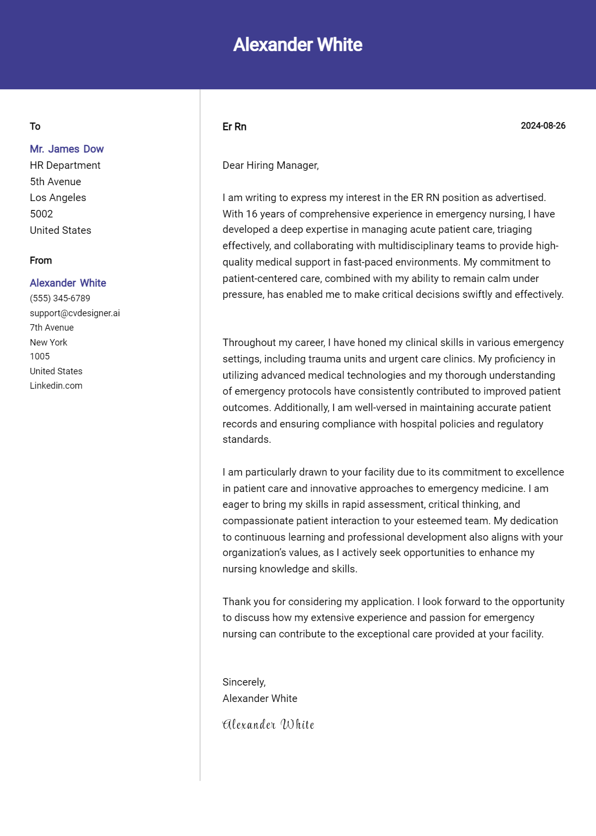 ER RN Cover Letter Samples & Examples 2026 Preview