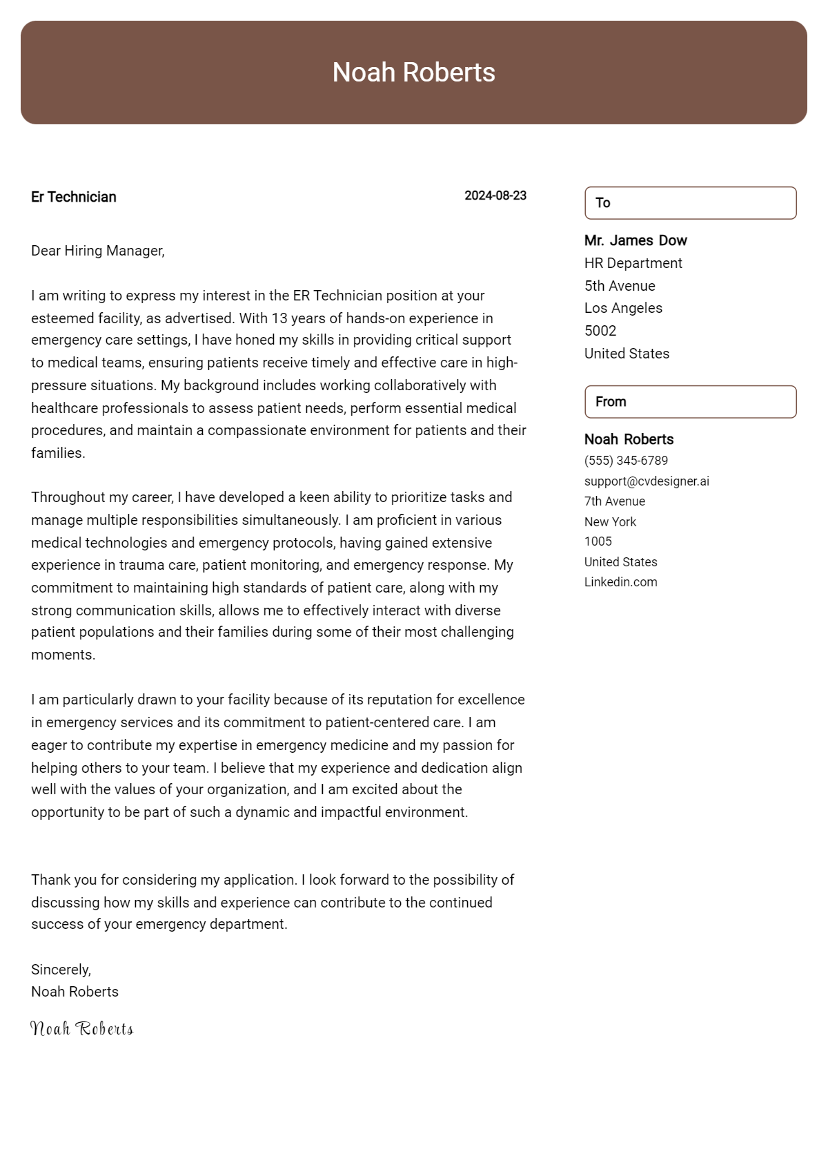 ER Technician Cover Letter Example for 2026: Tips & Templates Preview