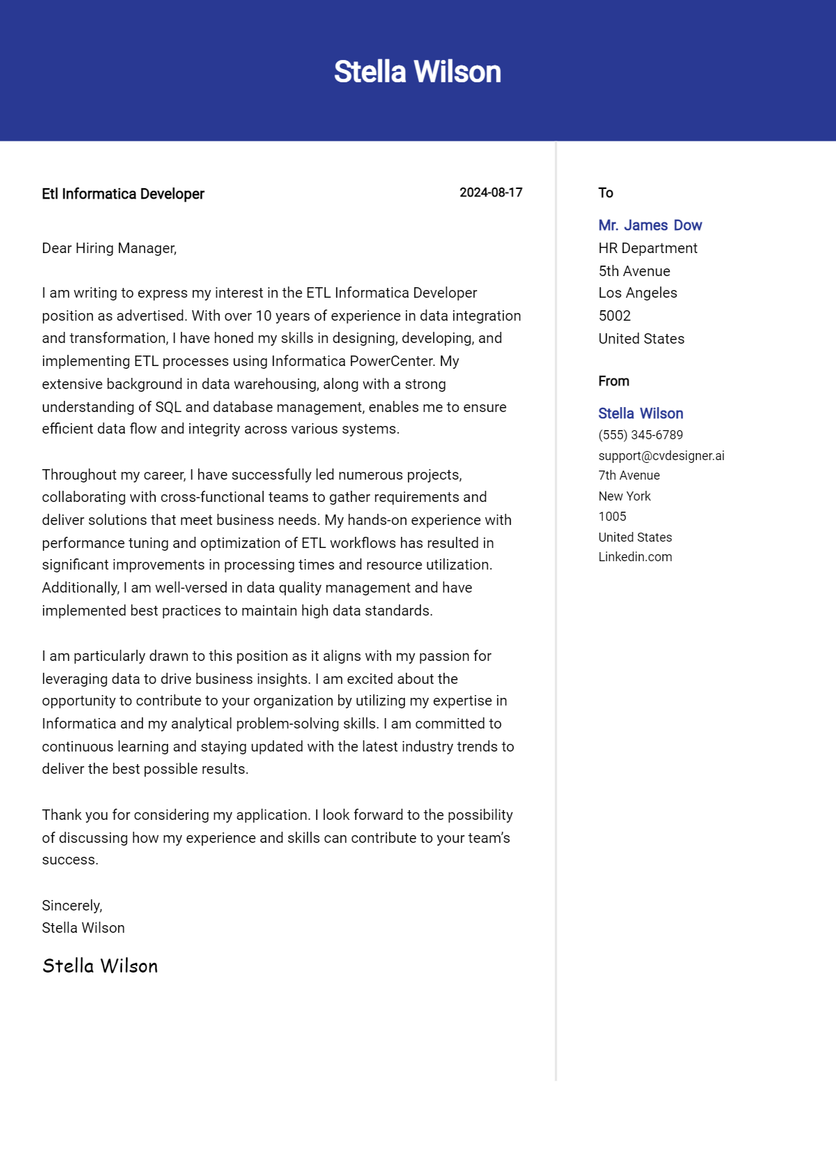 ETL Informatica Developer Cover Letter Example for 2026: Ultimate Guide Preview