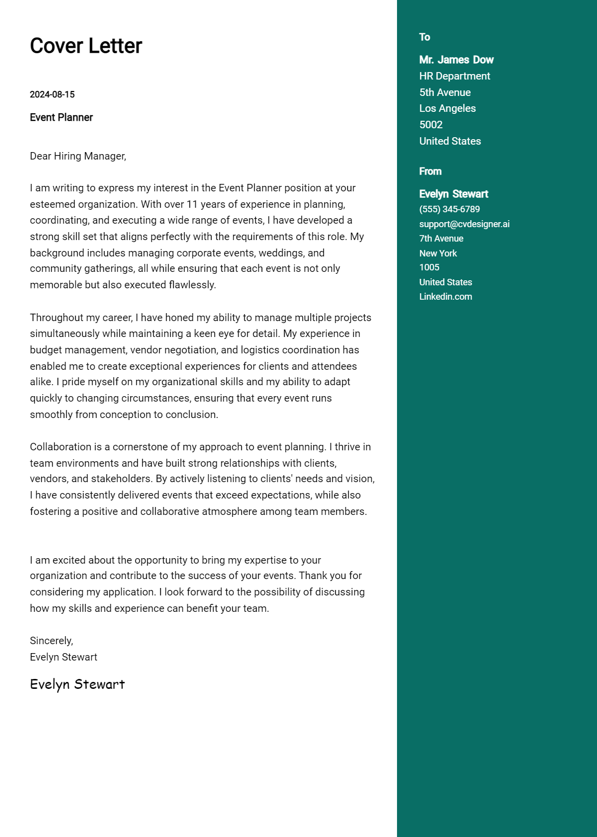 Event Planner Cover Letter Samples & Examples 2026 Preview