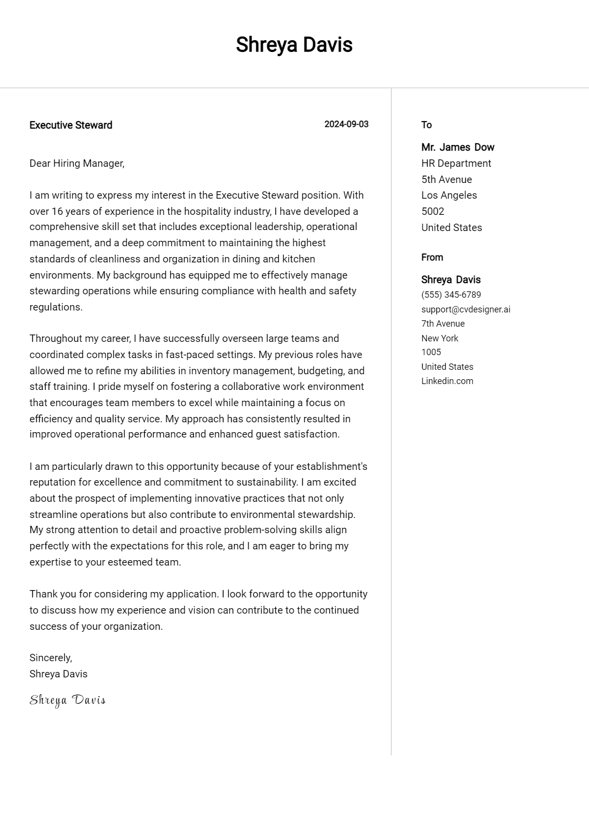 18 Executive Steward Cover Letter Examples for 2026 (Complete Writing Guide) Preview