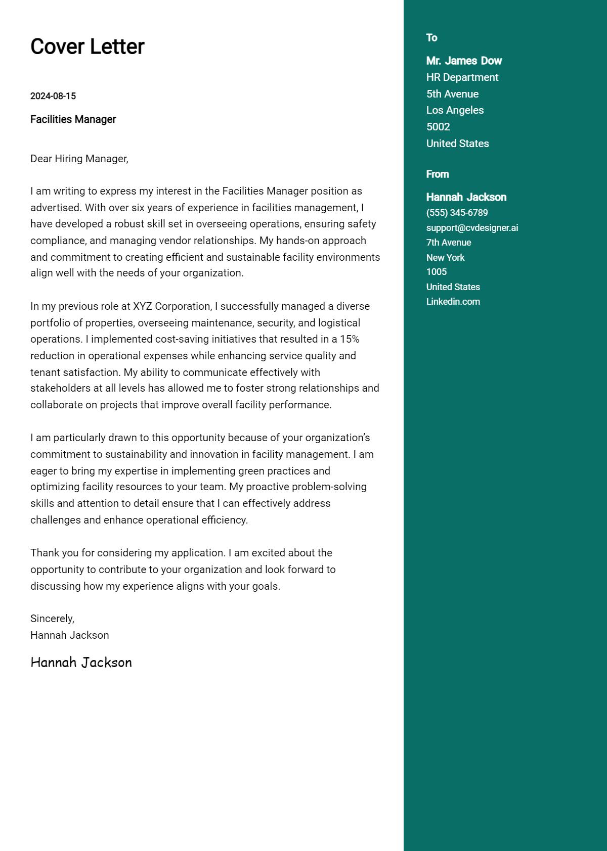 Facilities Manager Cover Letter Examples with Writing Tips for 2026 Preview