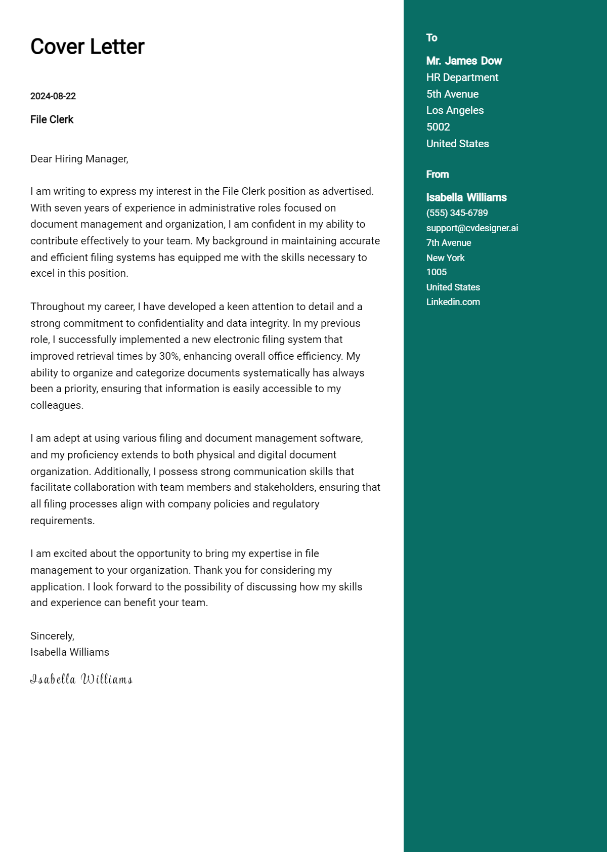 File Clerk Cover Letter Example for 2026: Expert Tips & Templates Preview