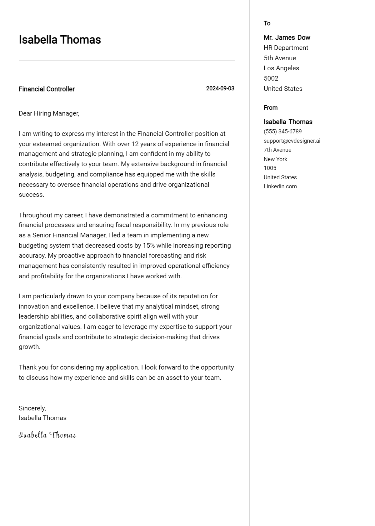 Financial Controller Cover Letter Example for 2026: Expert Tips & Templates Preview