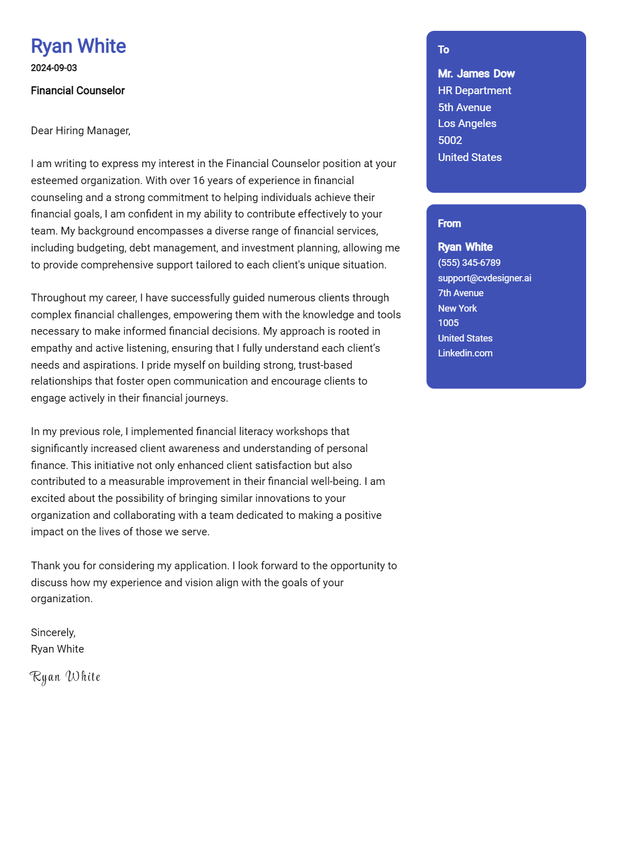 Financial Counselor Cover Letter Example for 2026: Top CV Skills Preview