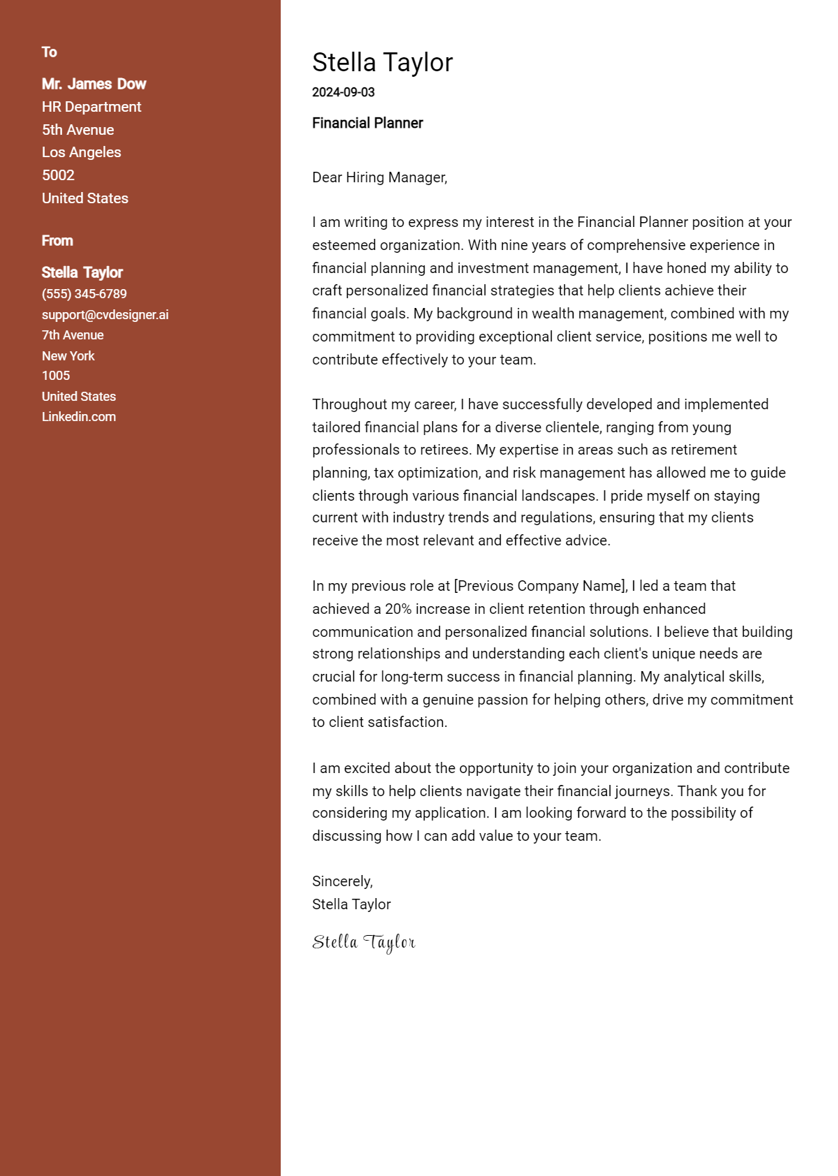Financial Planner Cover Letter Example for 2026: Ultimate Guide Preview