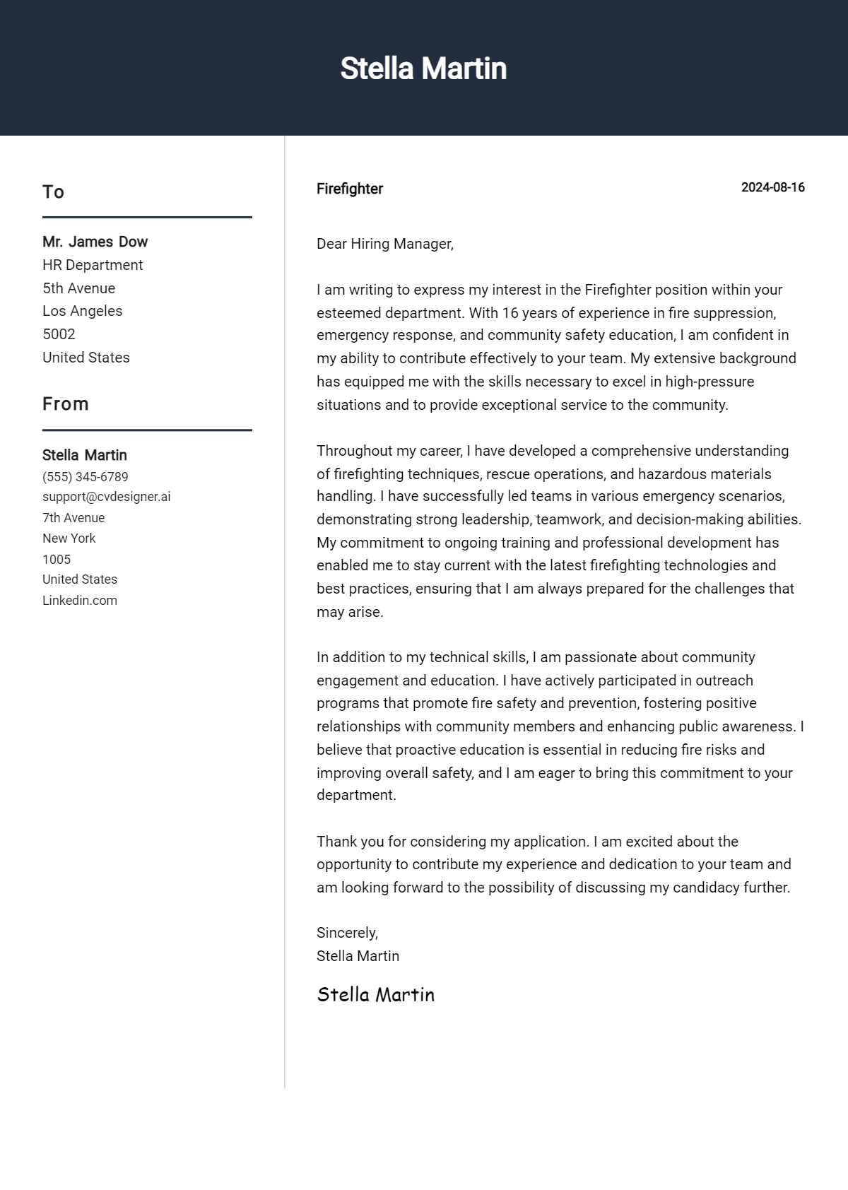 Firefighter Cover Letter Example for 2026: Tips & Templates Preview